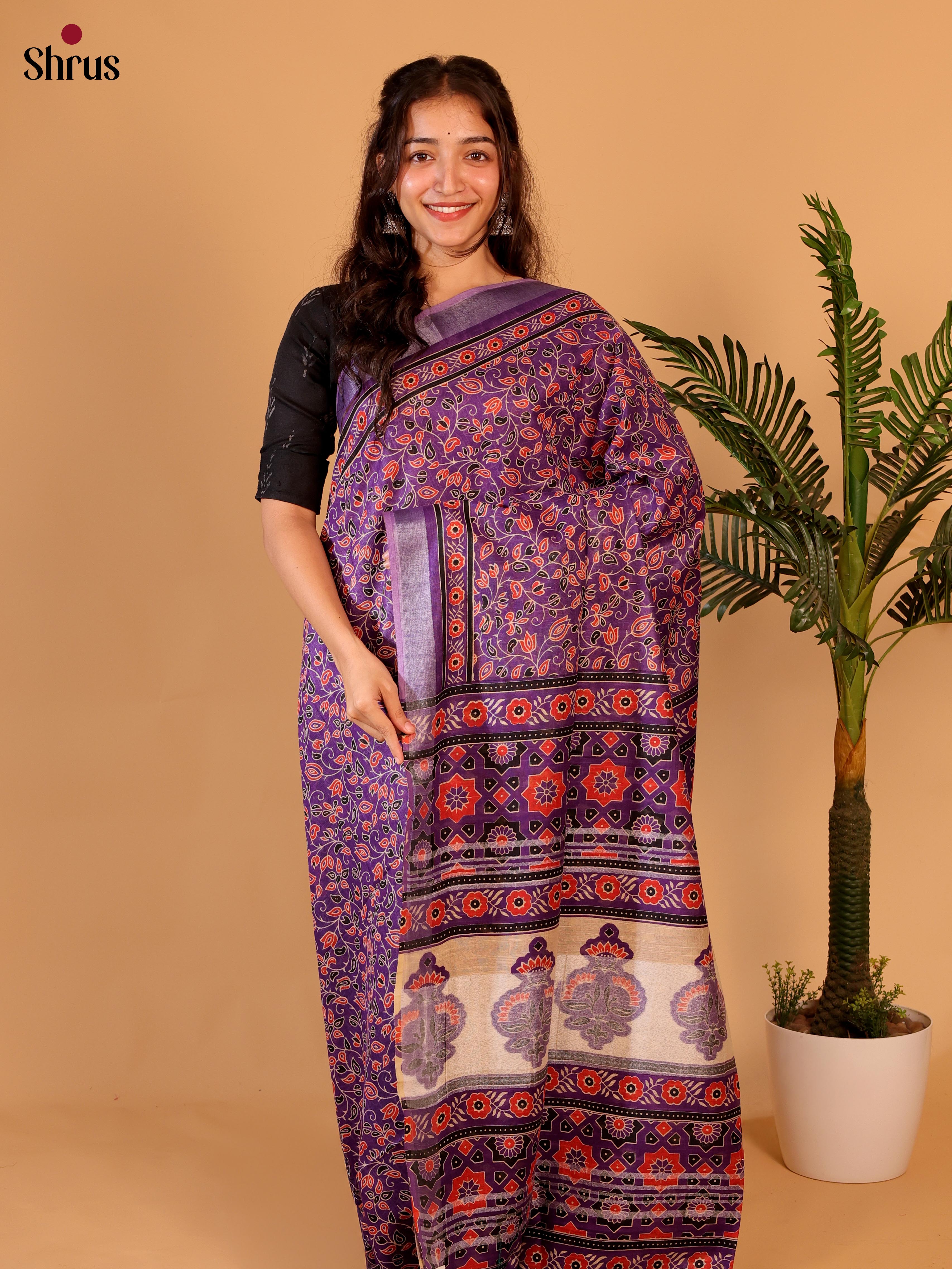 Violet - Linen Cotton Saree