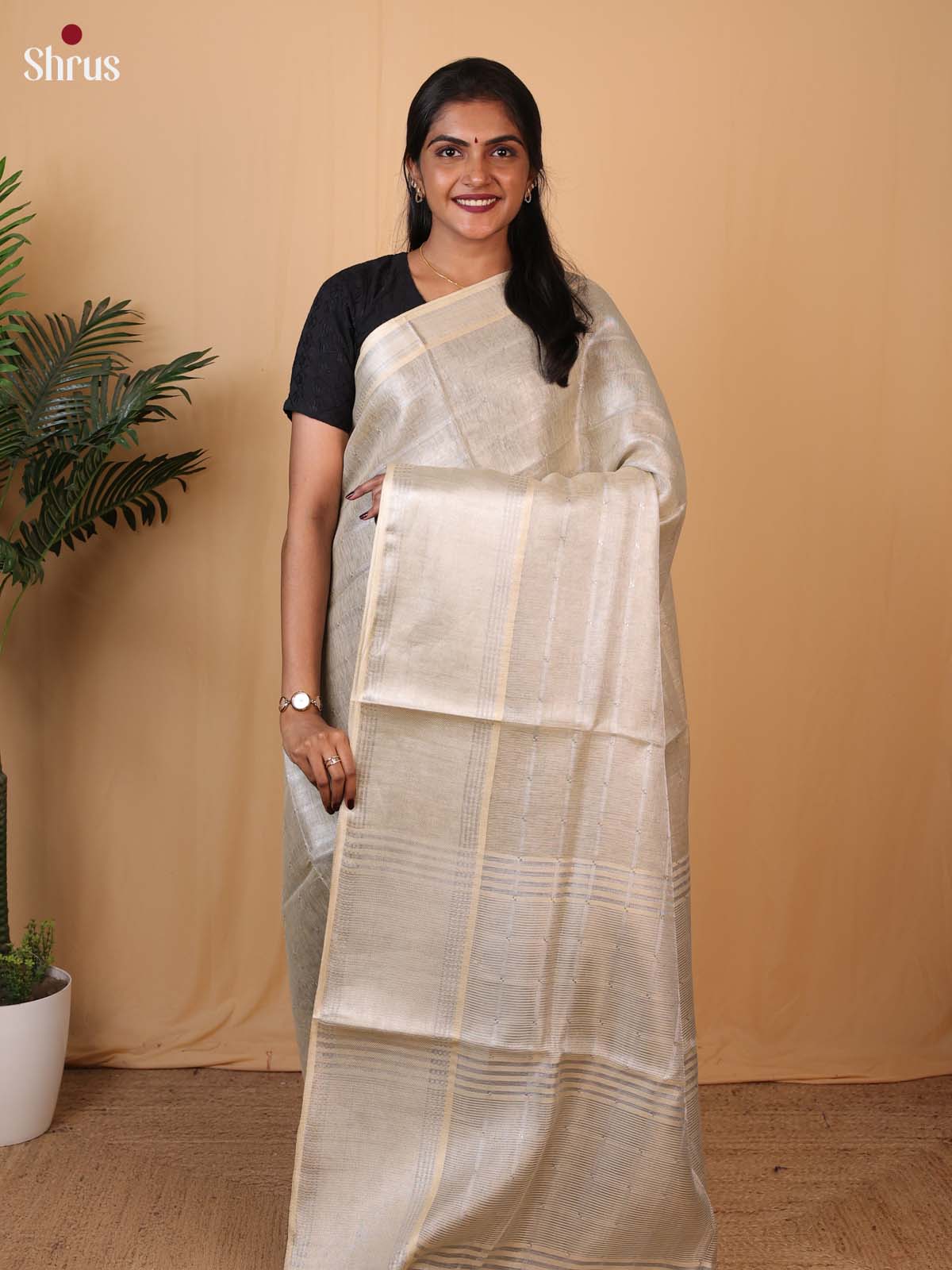 Grey - Linen Saree