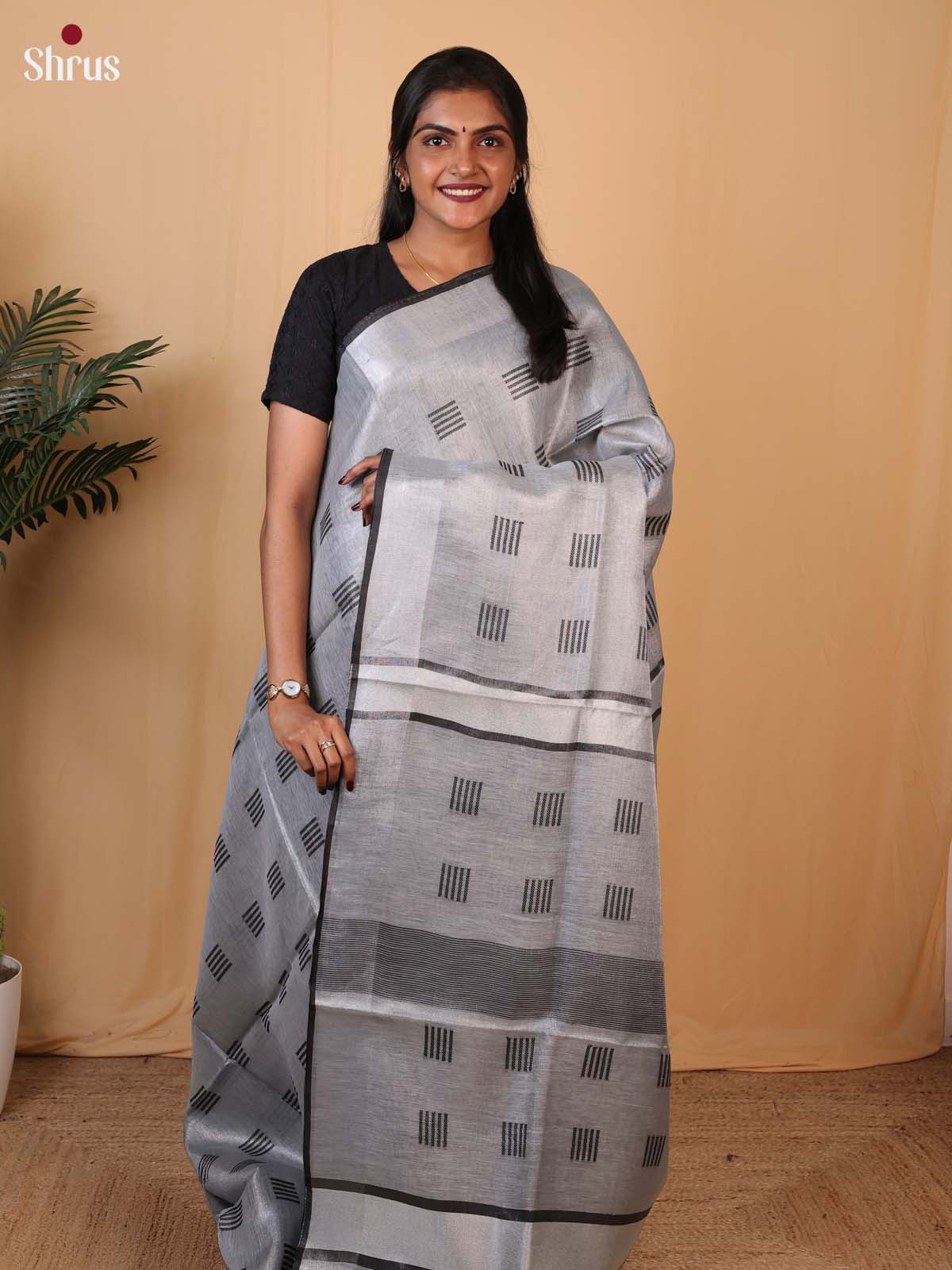 Grey - Linen Saree