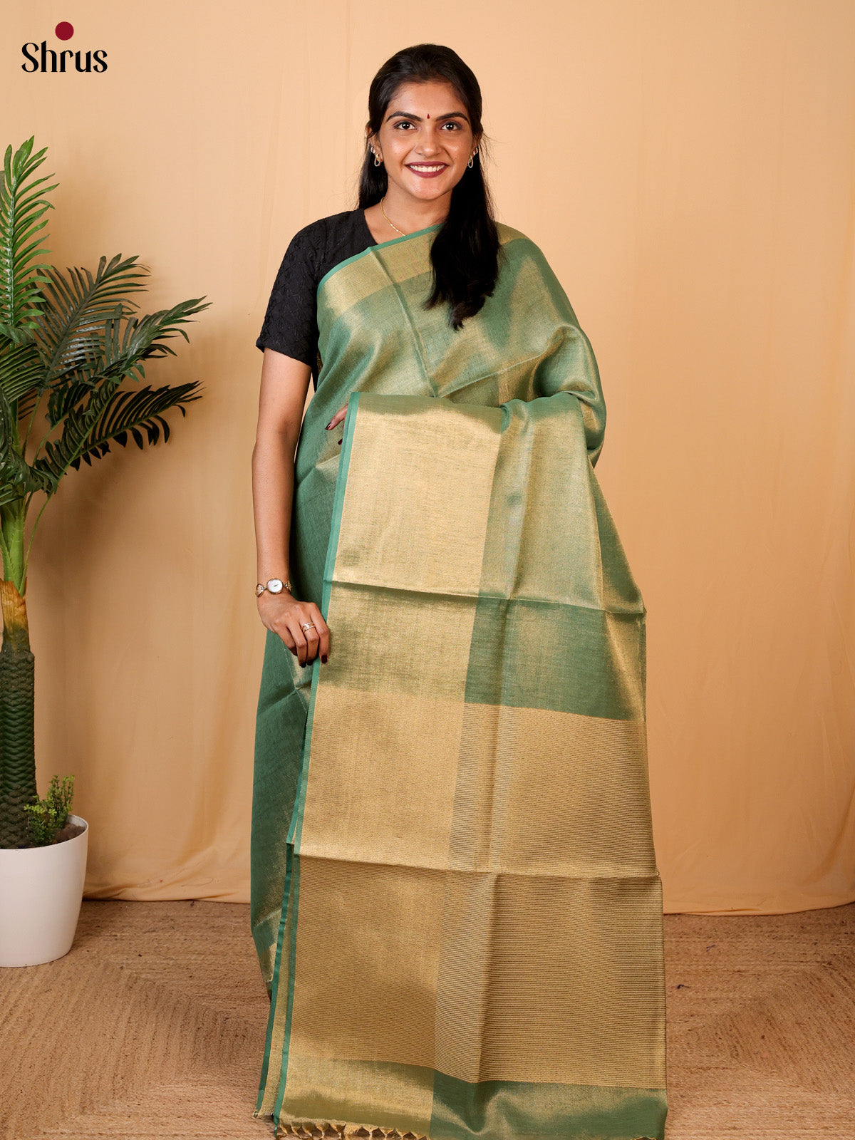 Green - Linen Saree