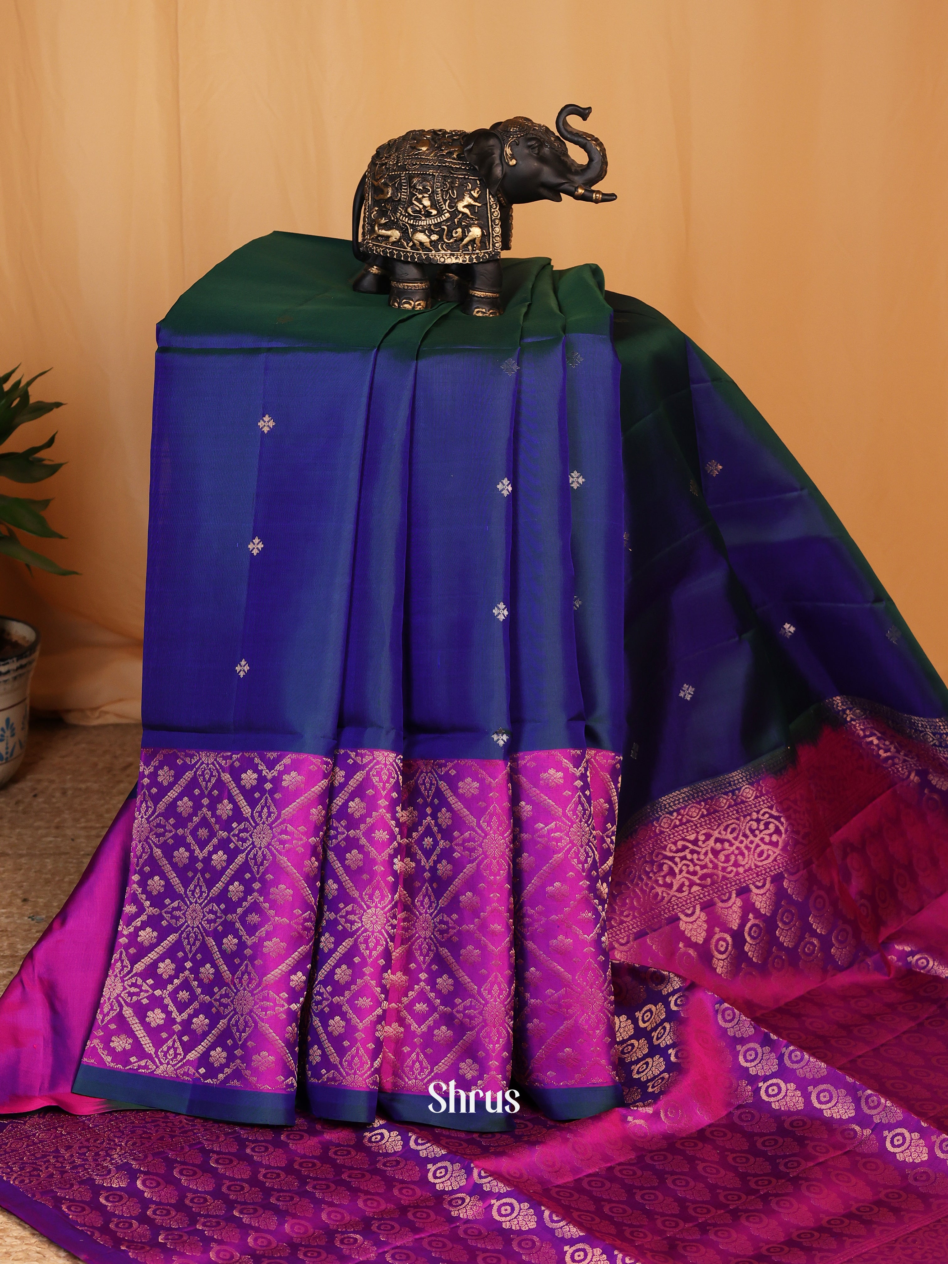 Blue & Purple - Soft Silk Saree