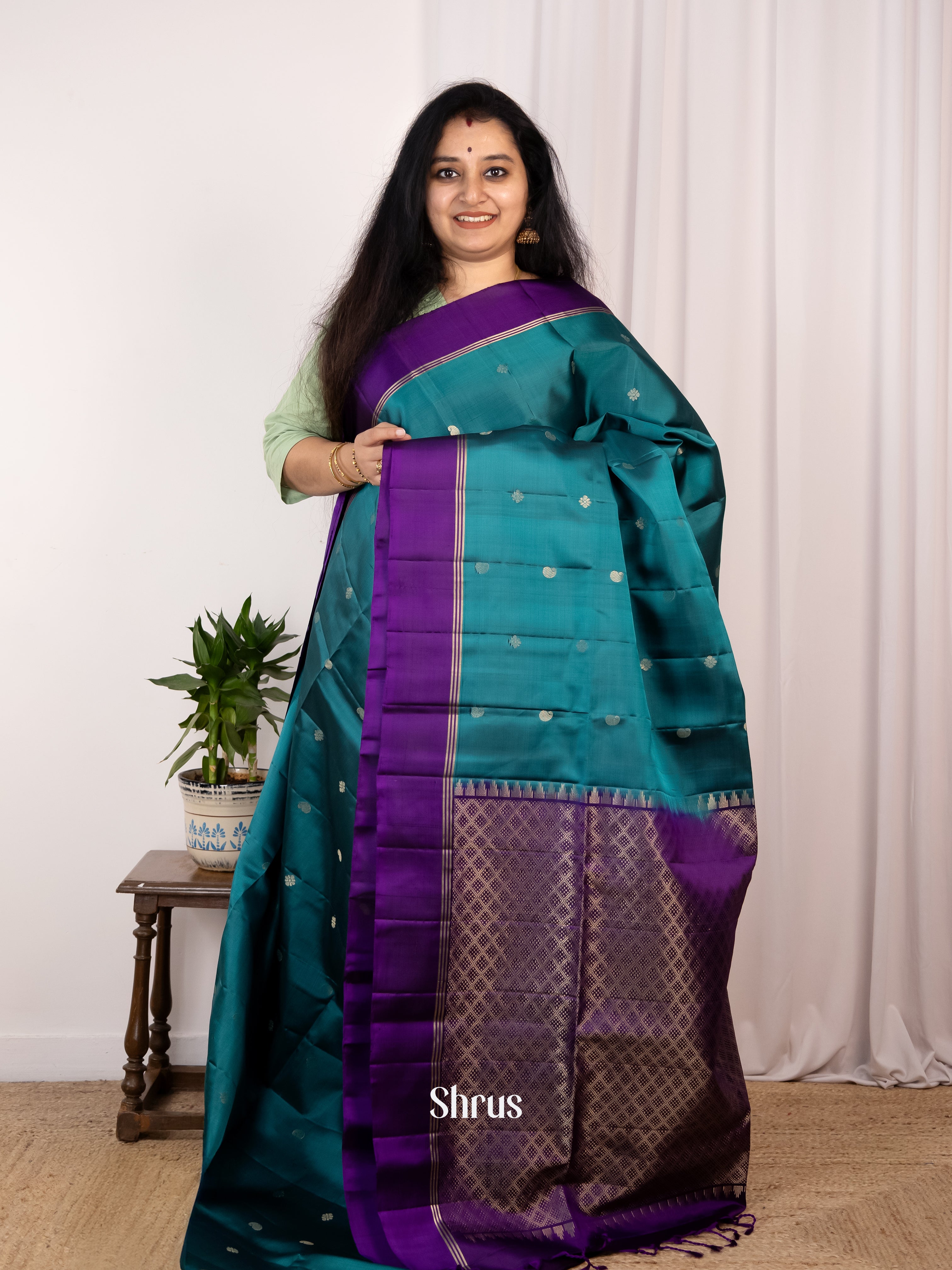 Blue & Violet - Soft Silk Saree