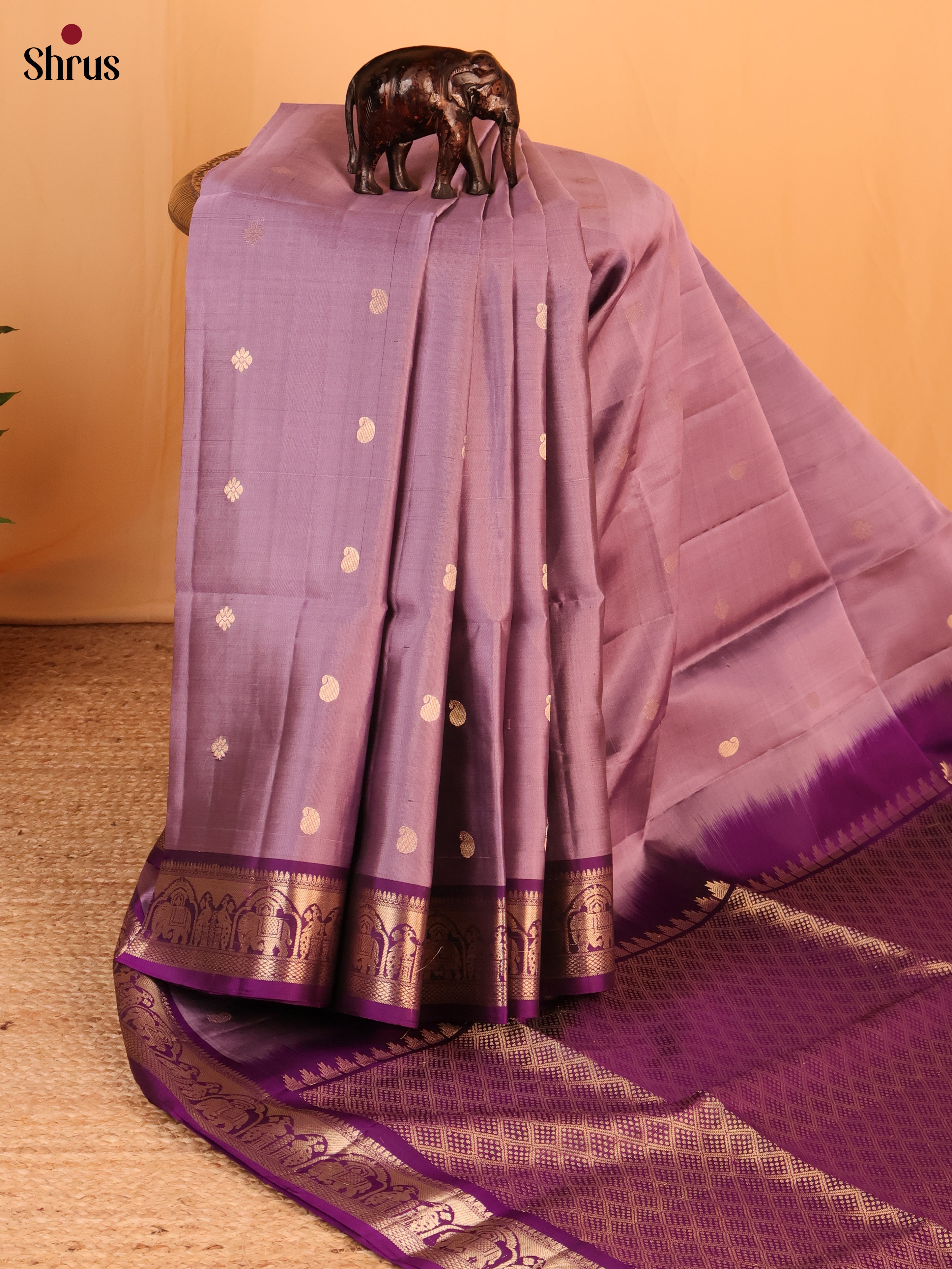 Purple & Violet- Soft Silk Saree - Shop on Shrus.com
