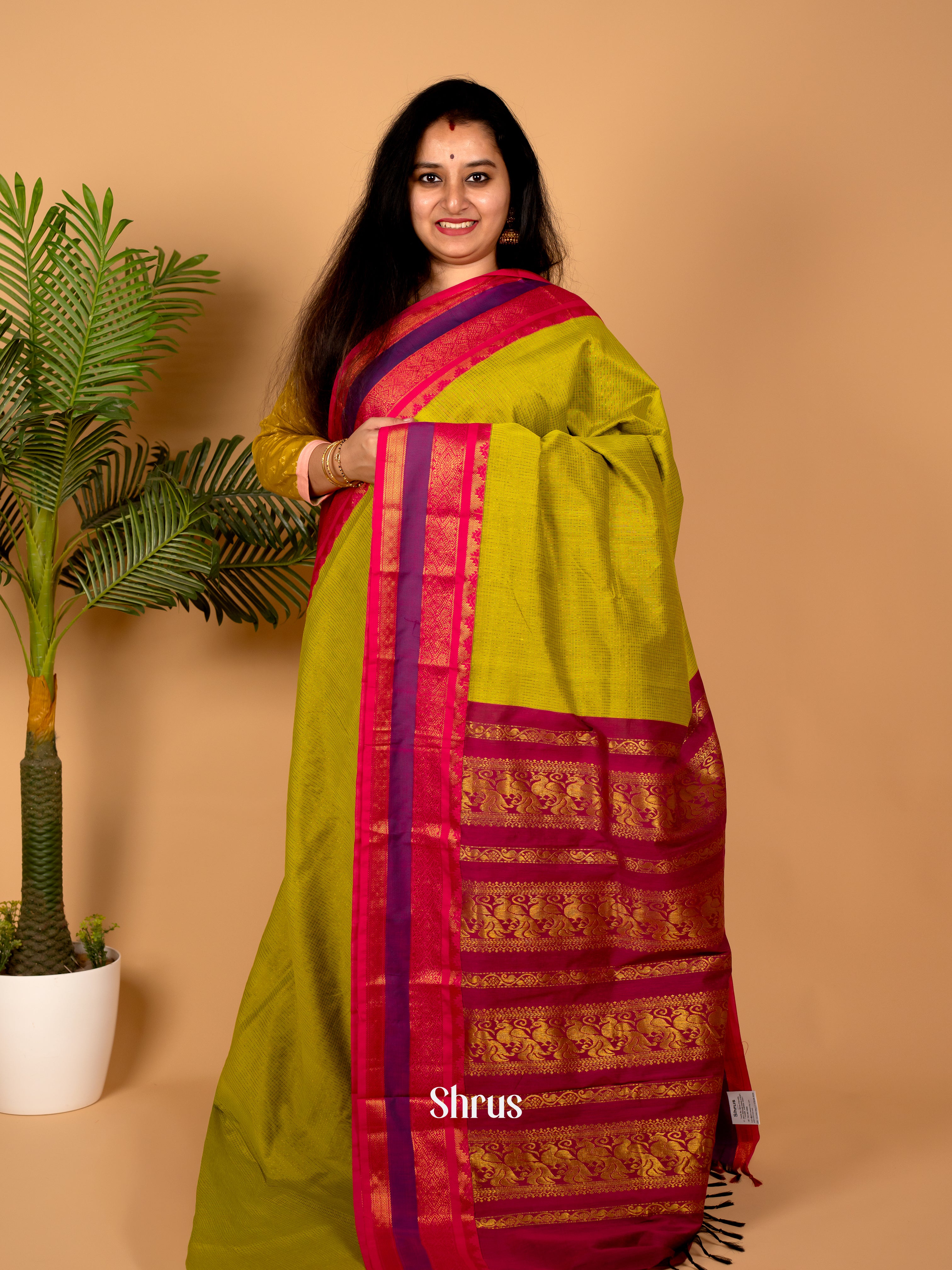 Green & Maroon- Kalyani Cotton Saree