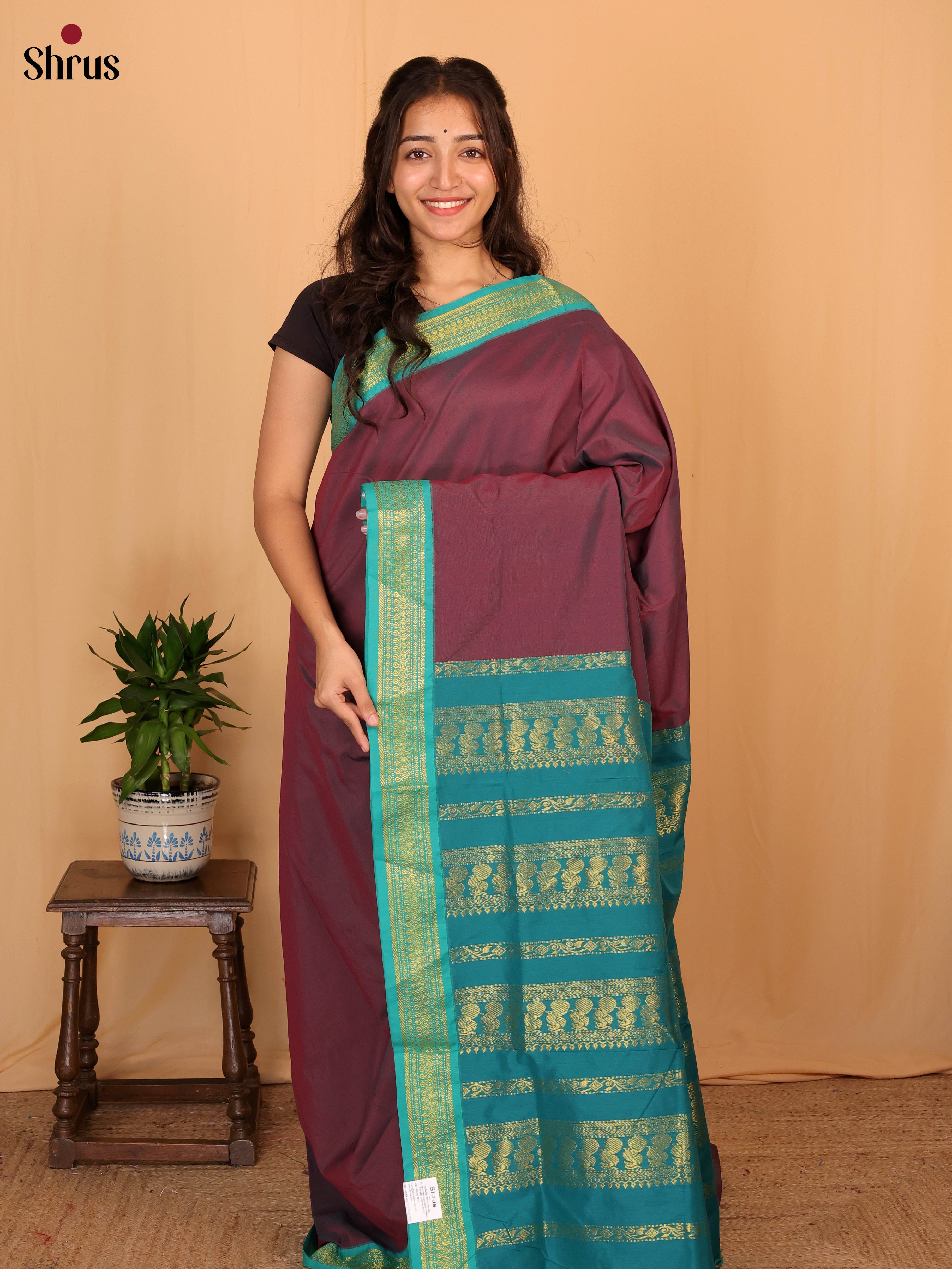 Purple & Blue- Kalyani Cotton Saree