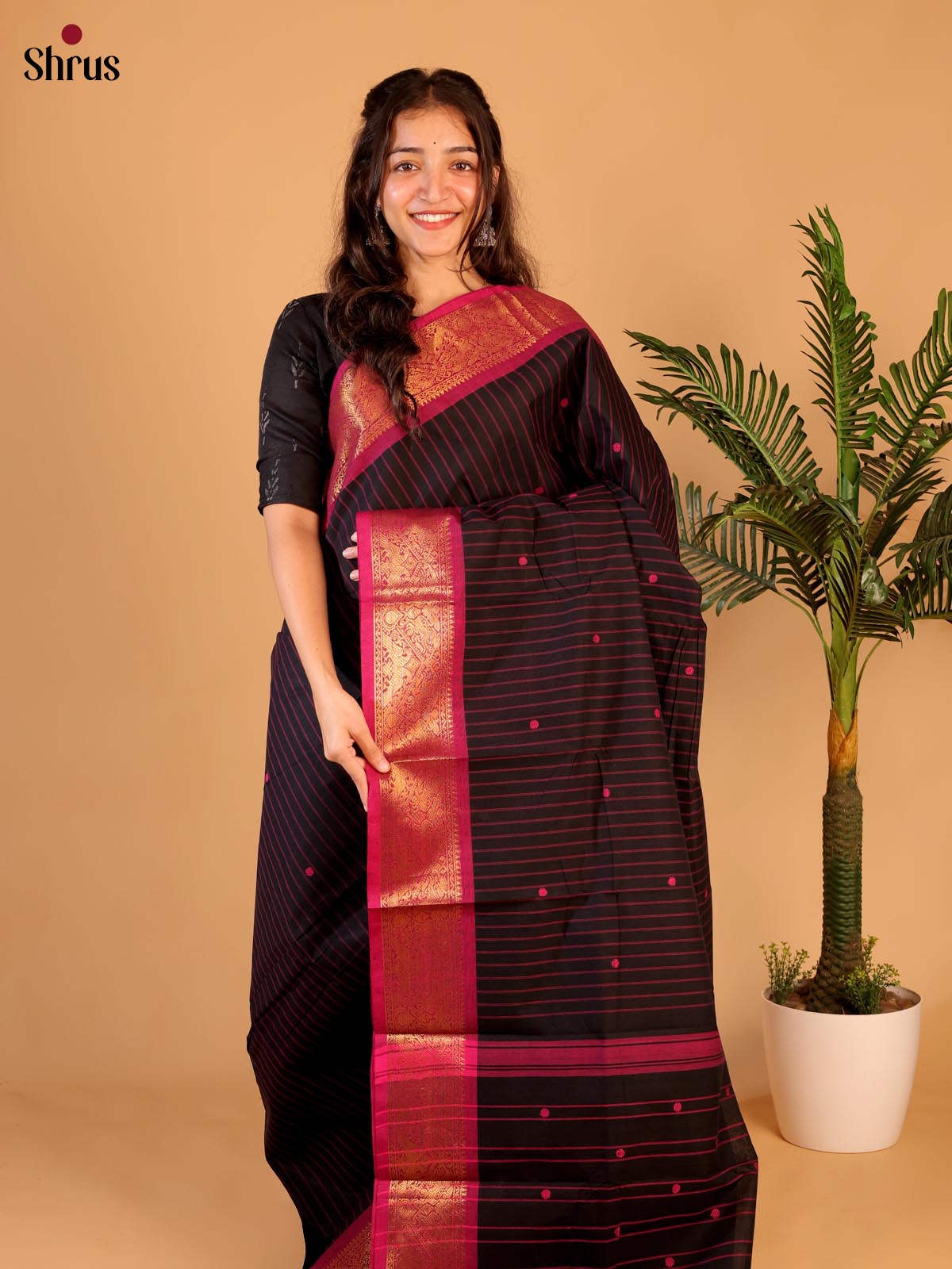 Black & Pink - Chettinad Cotton Saree