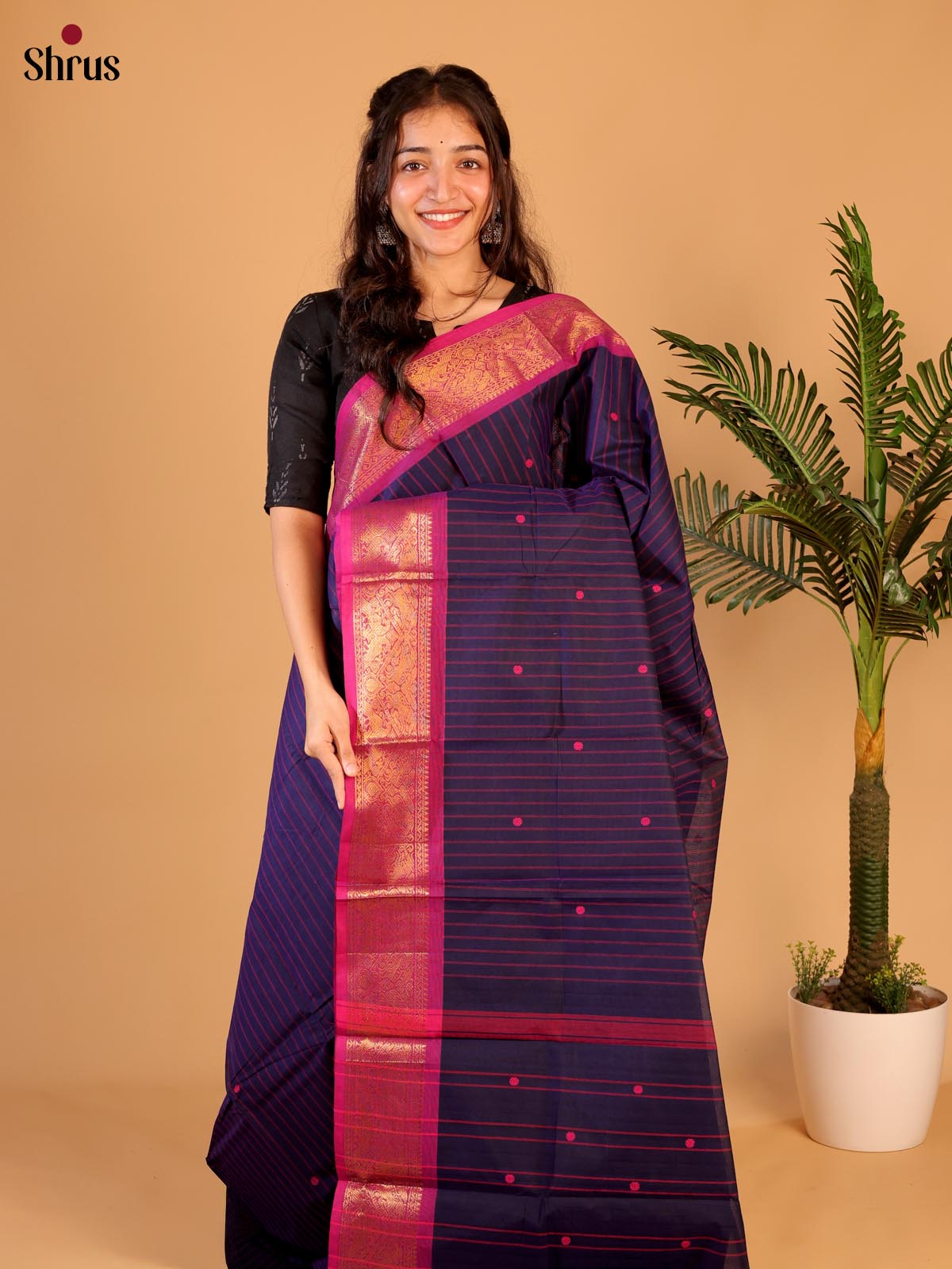 Violet & Pink - Chettinad Cotton Saree