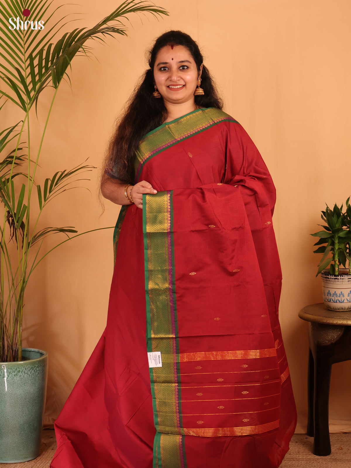 Maroon & Green -  Chettinad Cotton Saree