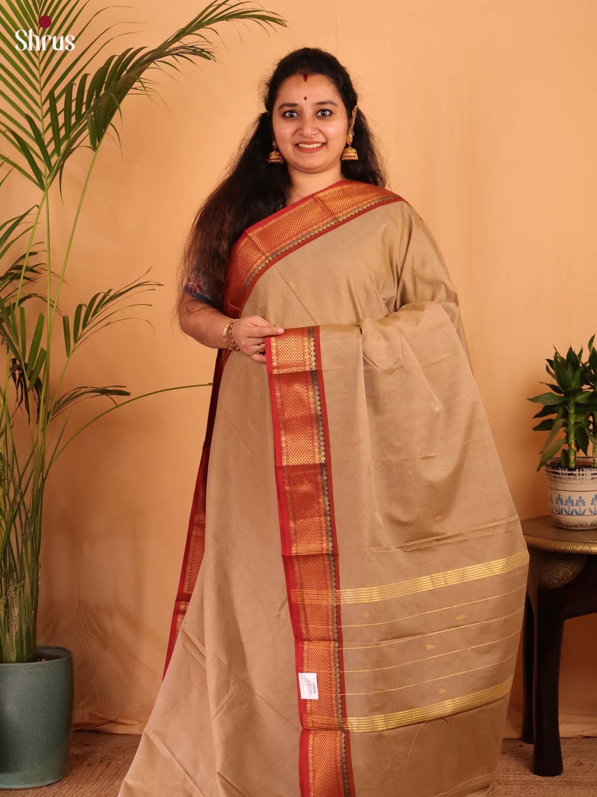 Brown & Red - Chettinad Cotton Saree