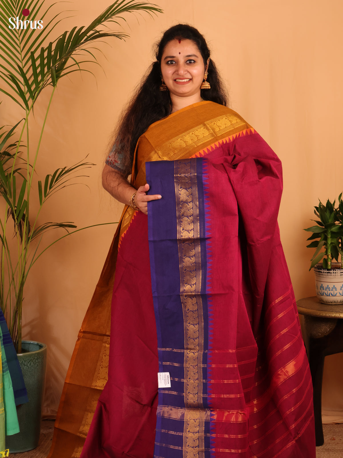 Maroon & Blue- Chettinad Cotton Saree