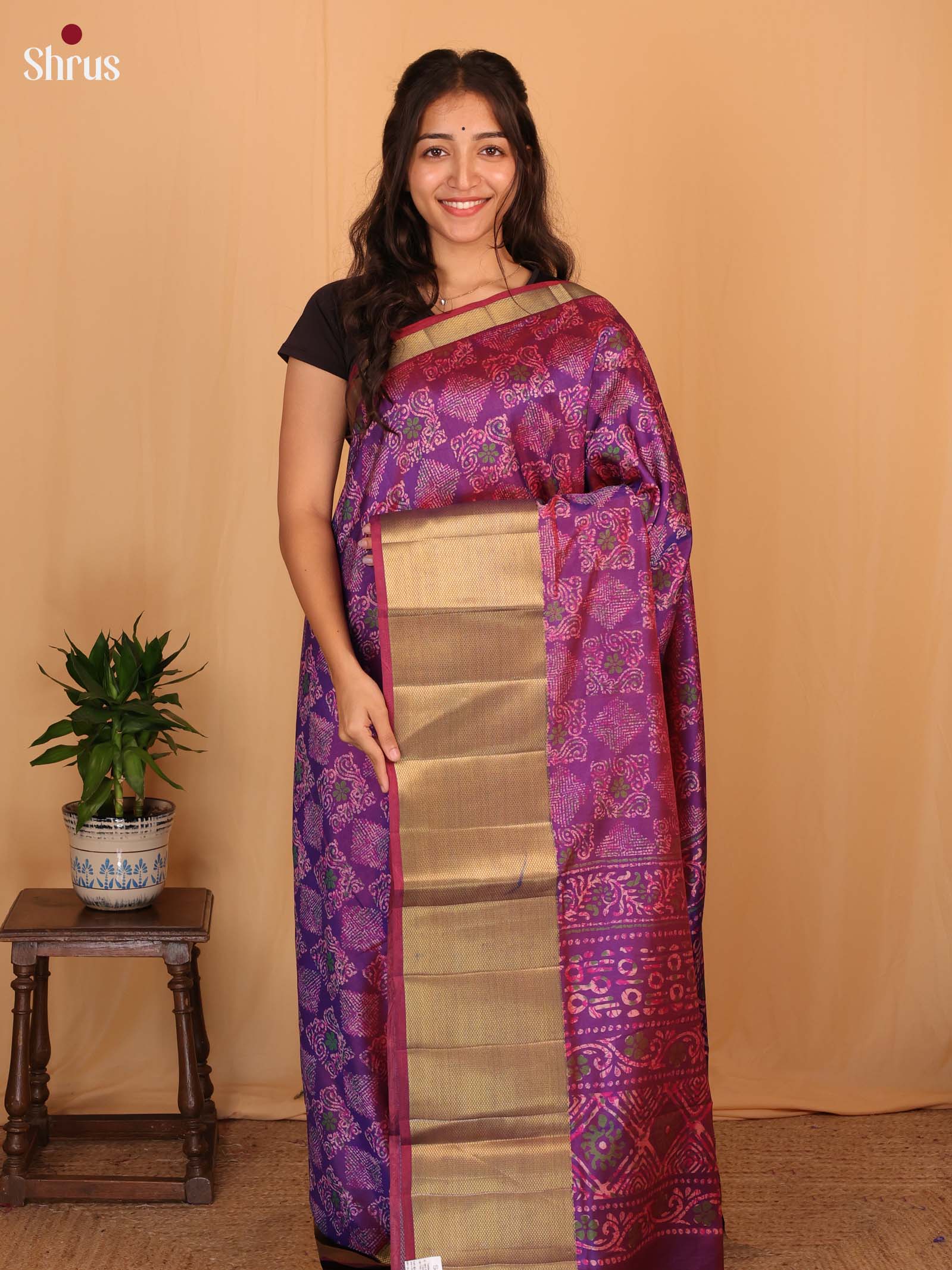 Purple - Semi Patola  Saree