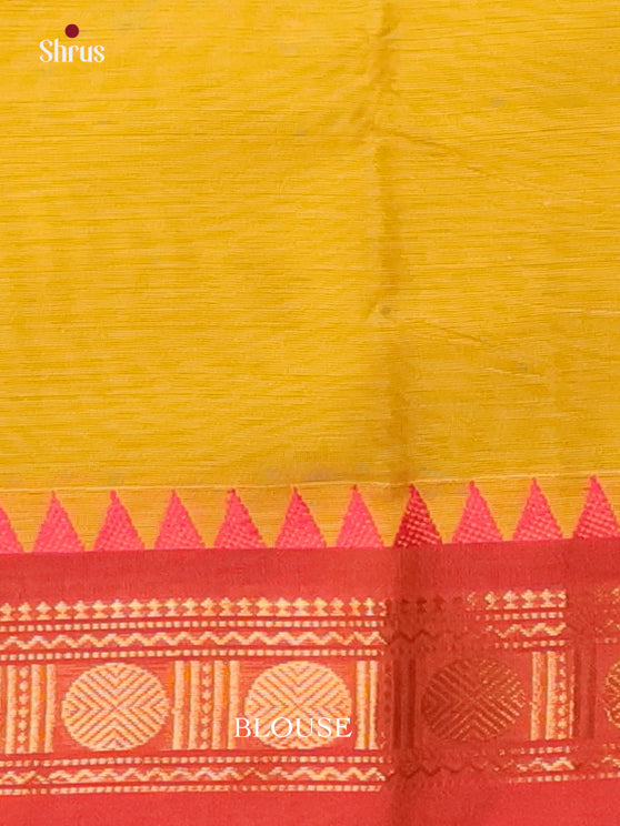 Mustardy Green & Pink - Chettinad Cotton