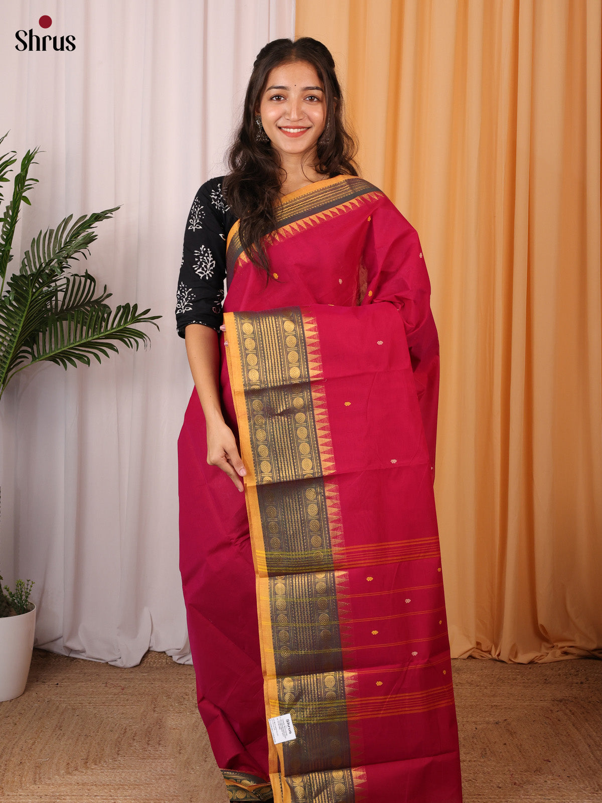 Red & Mustard - Chettinad Cotton Saree