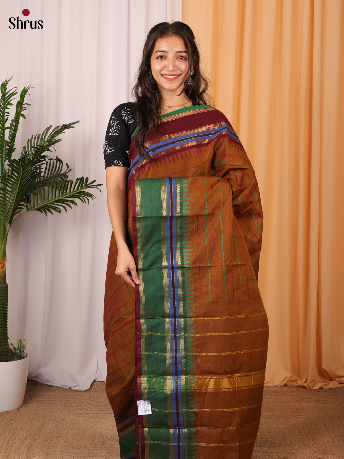 Mehandi & Green - Chettinad Cotton Saree