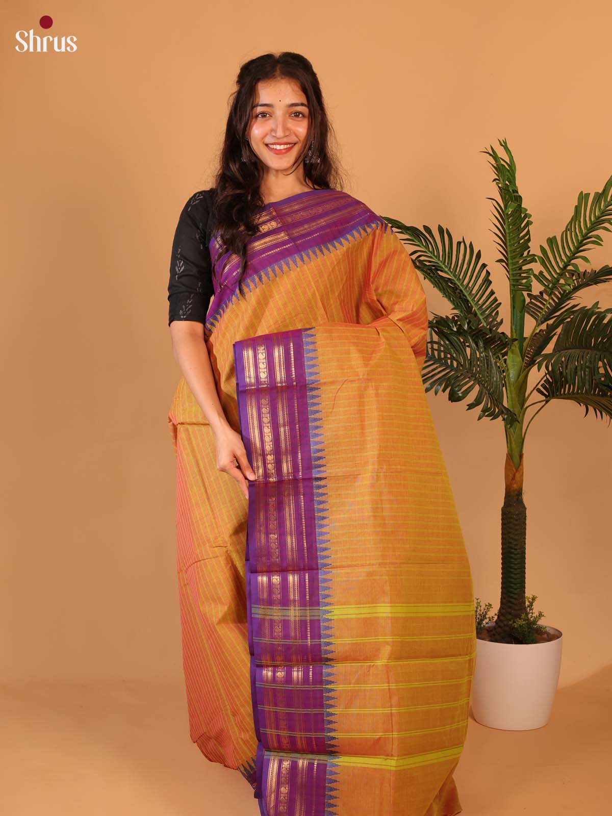 Orange & Purple - Chettinad Cotton Saree