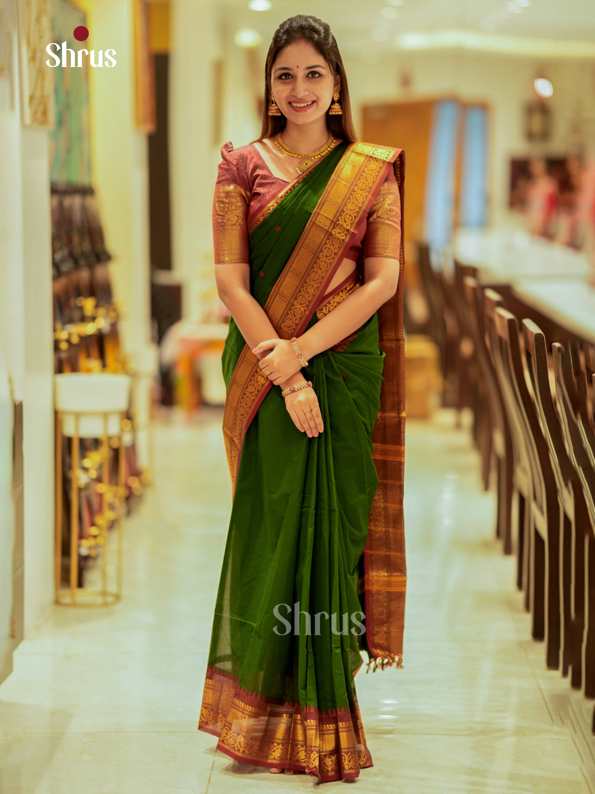 Green & Brown - Chettinad Cotton Saree