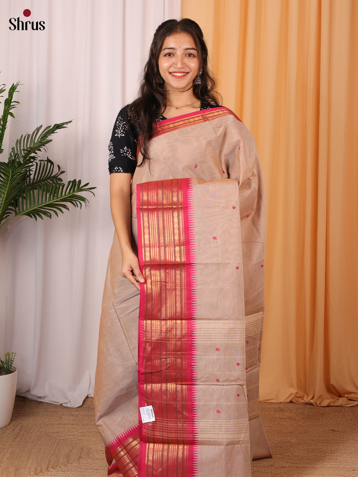 Grey & Pink - Chettinad Cotton Saree