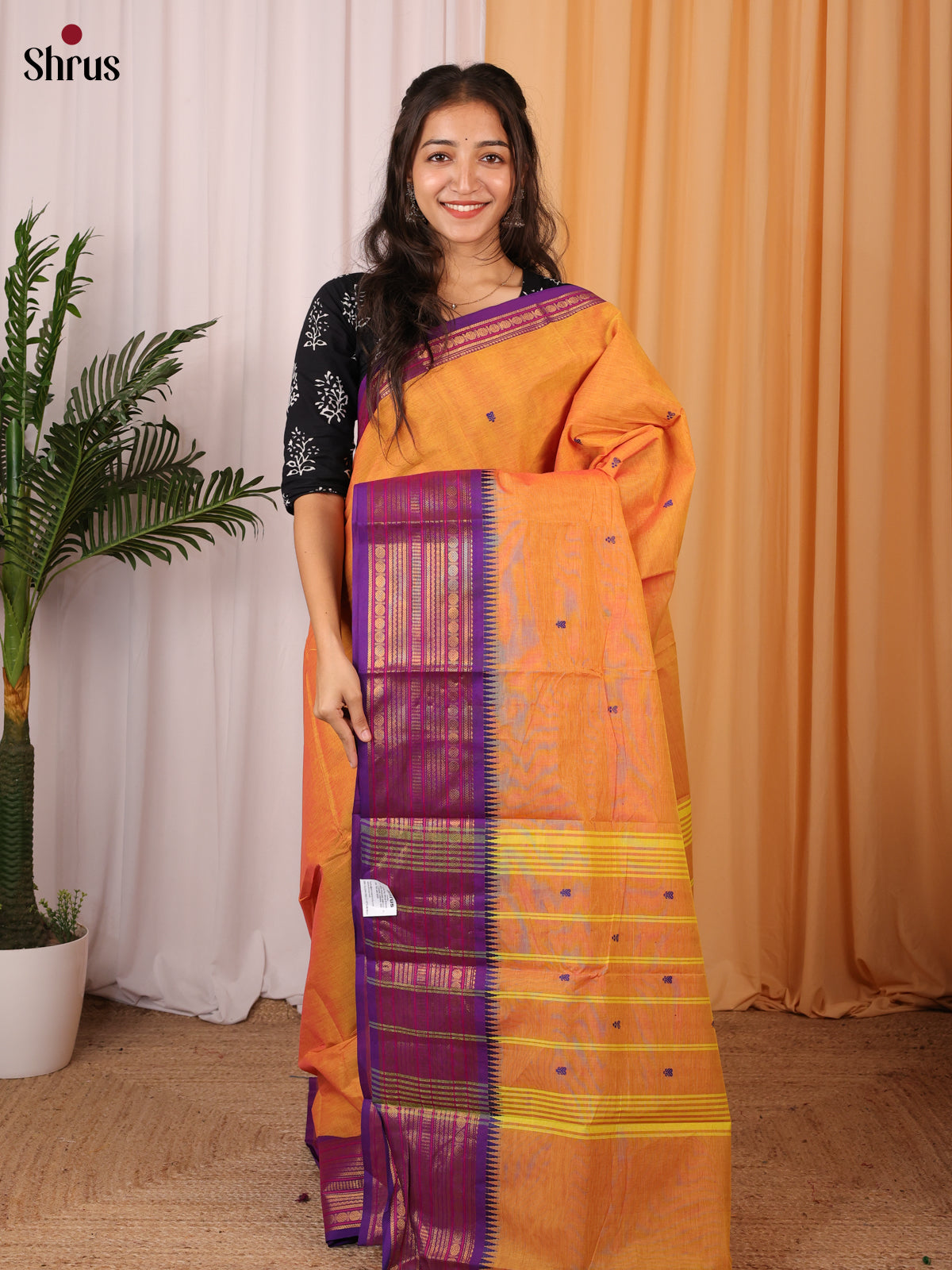 Orange & Purple - Chettinad Cotton Saree