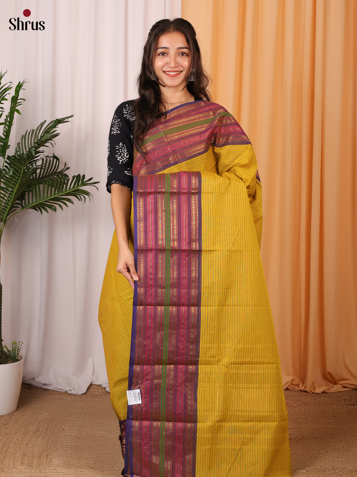 Yellow & Purple - Chettinad Cotton Saree