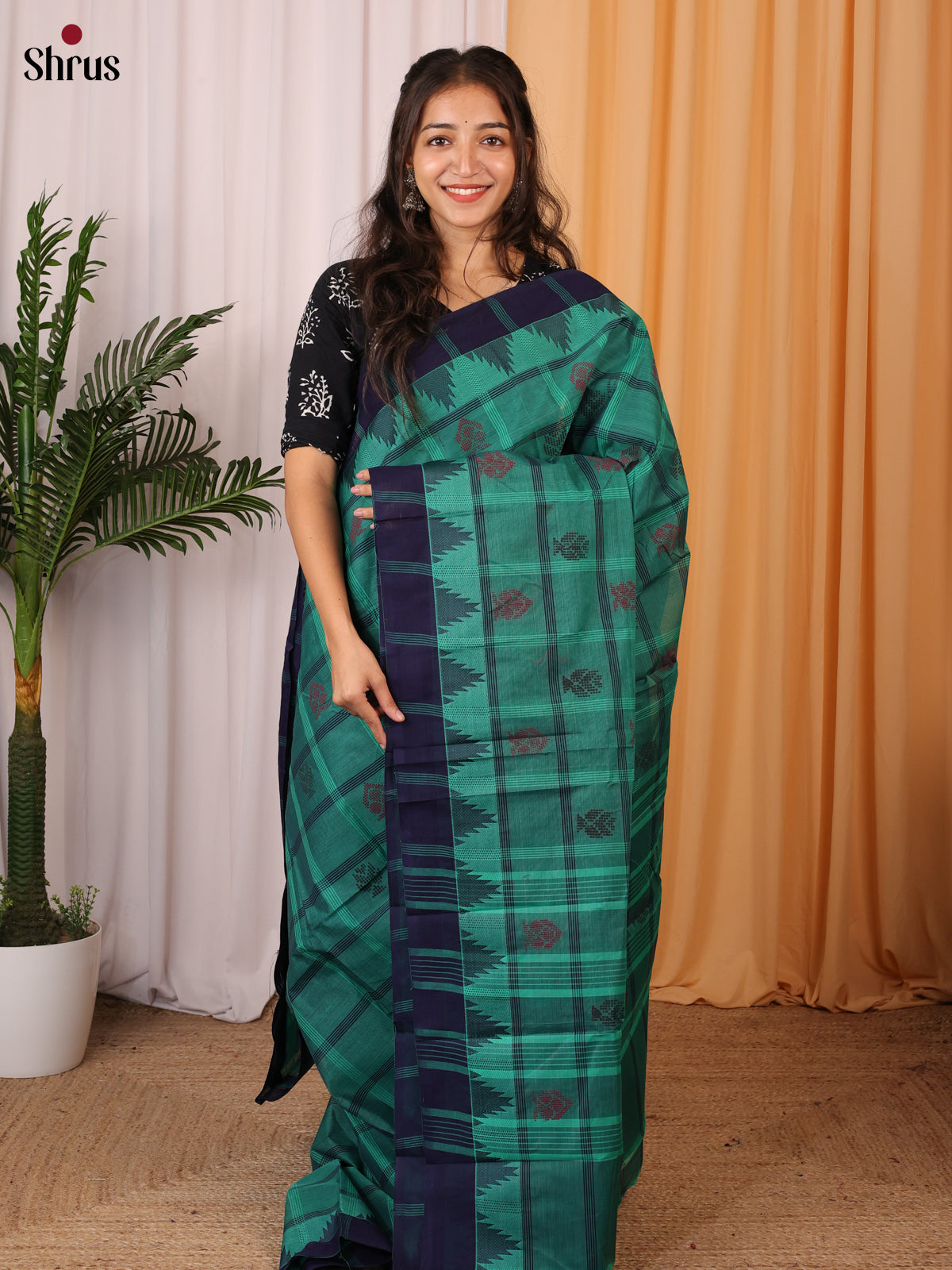 Green & Blue- Chettinad Mix Cotton Saree