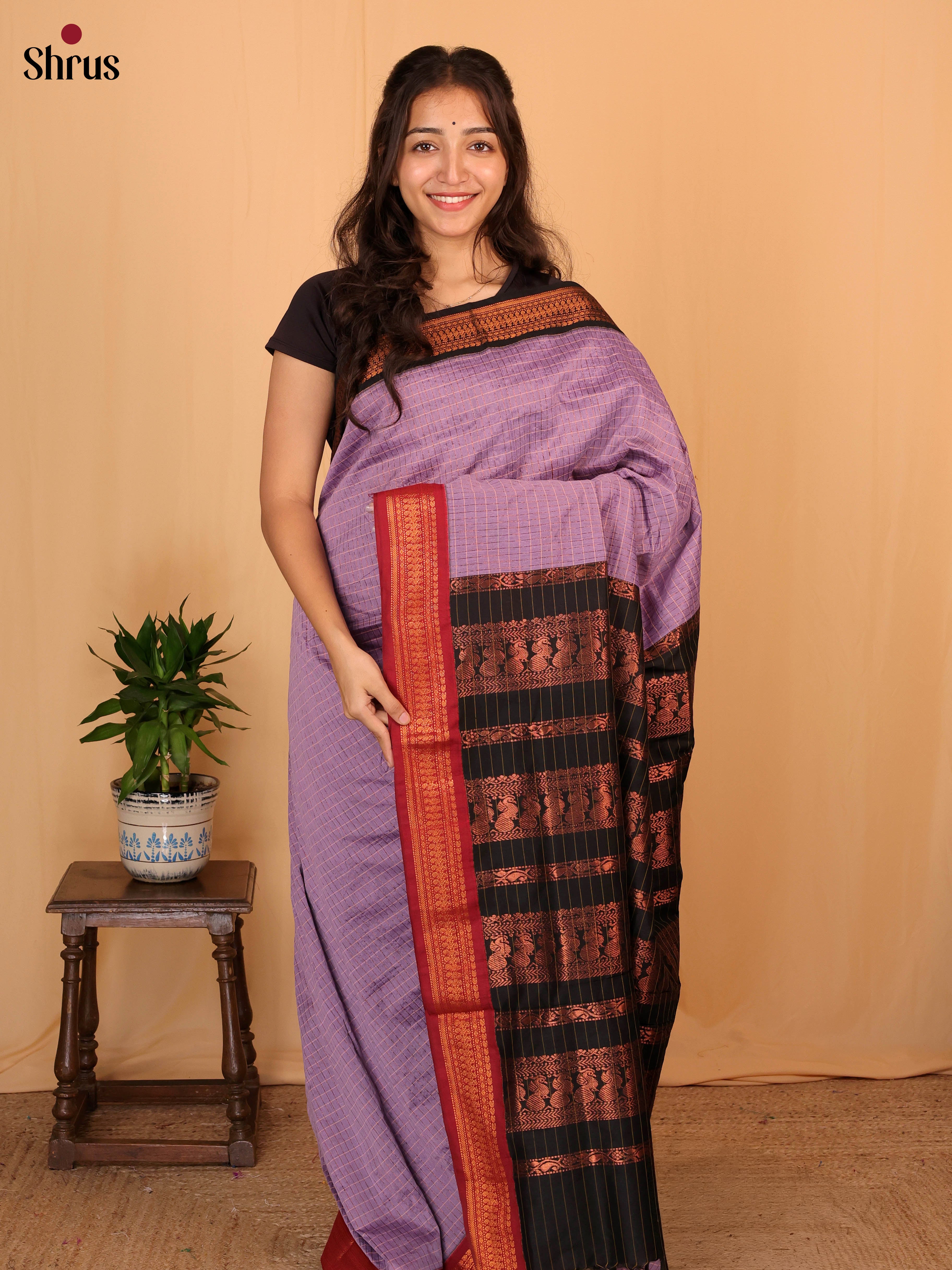 Lavender & Black - Kalyani Cotton Saree