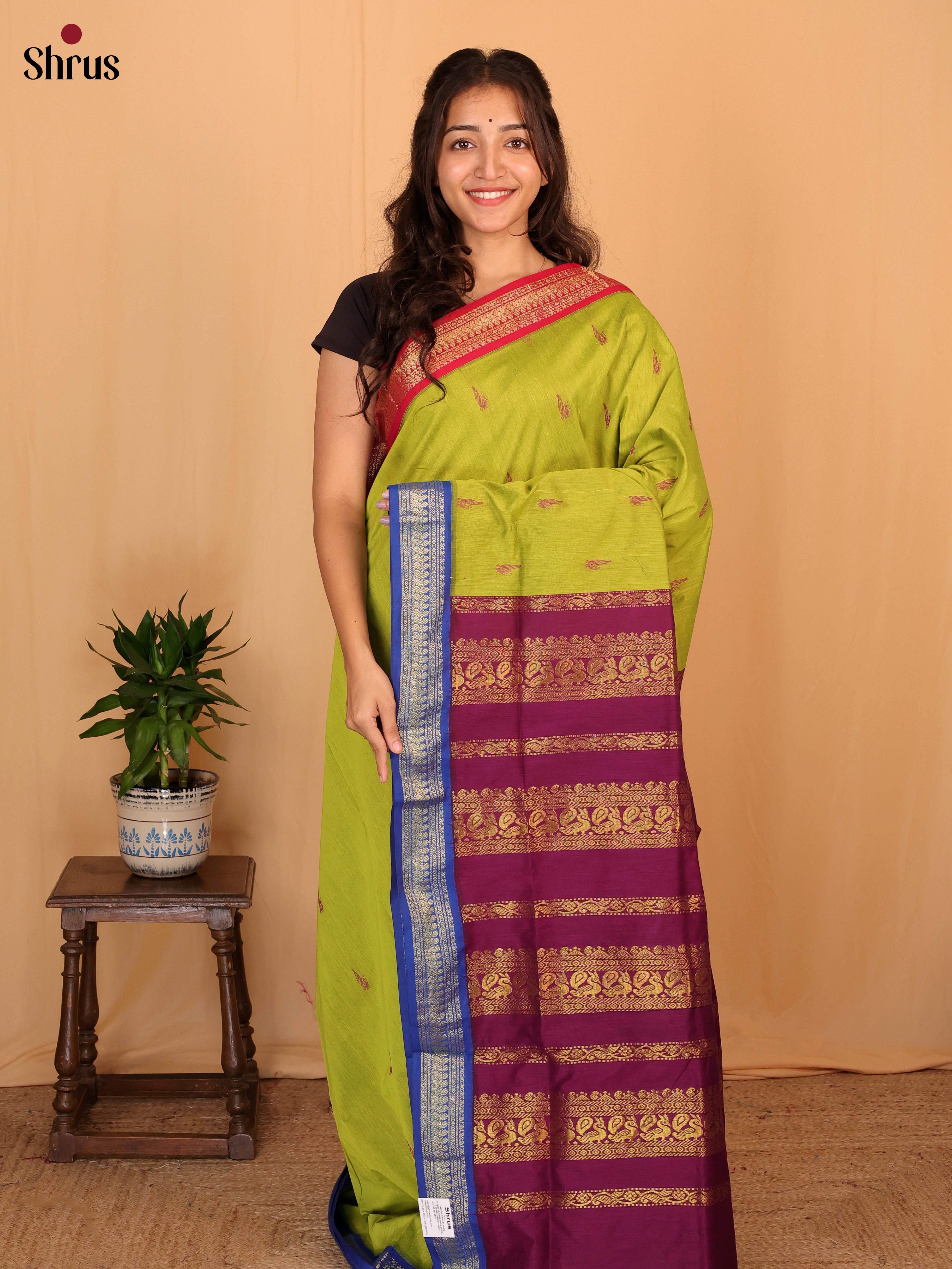 Green & Purple - Kalyani Cotton Saree