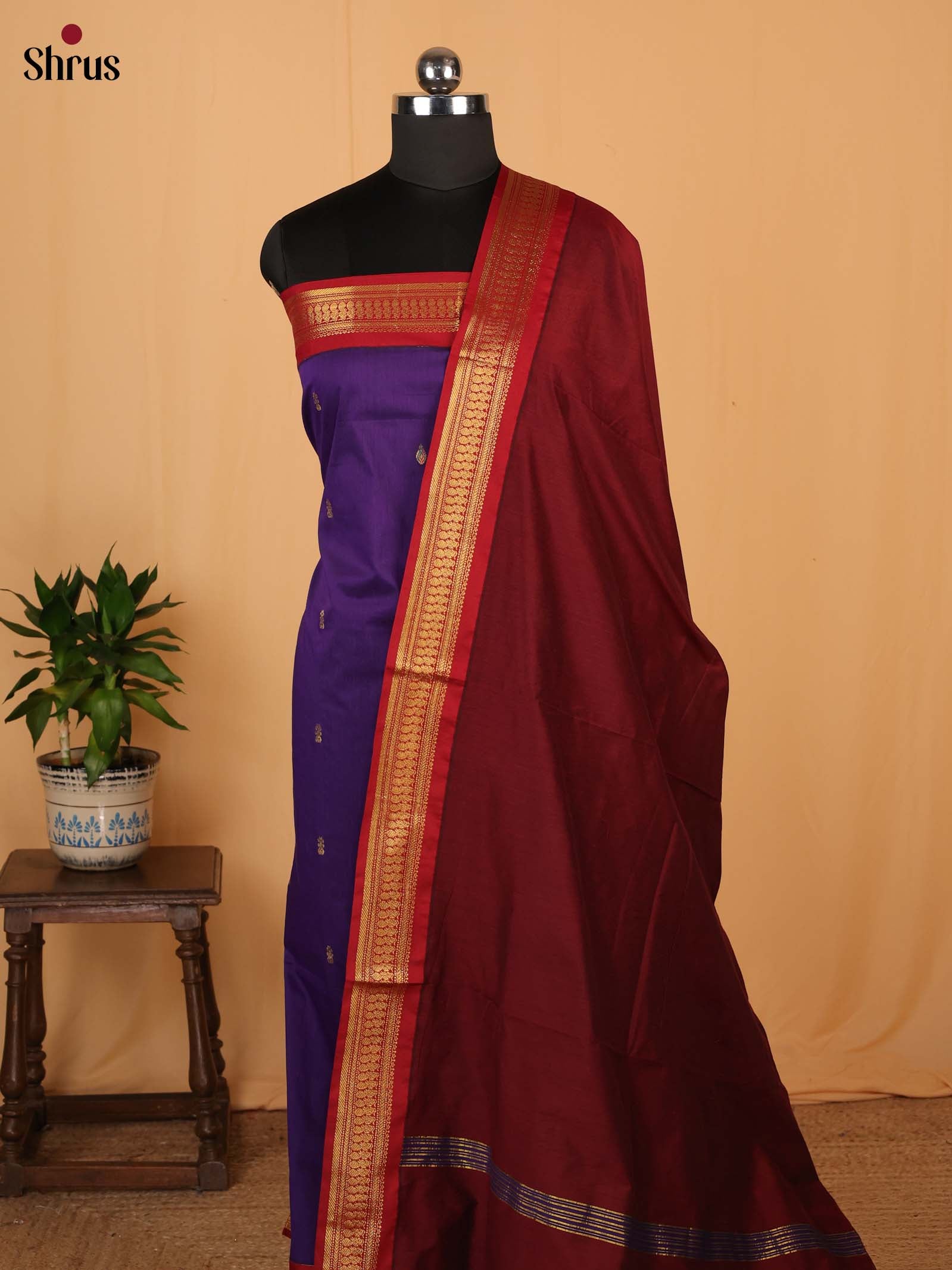 Violet & Maroon - Kalyani Cotton salwar unstitch