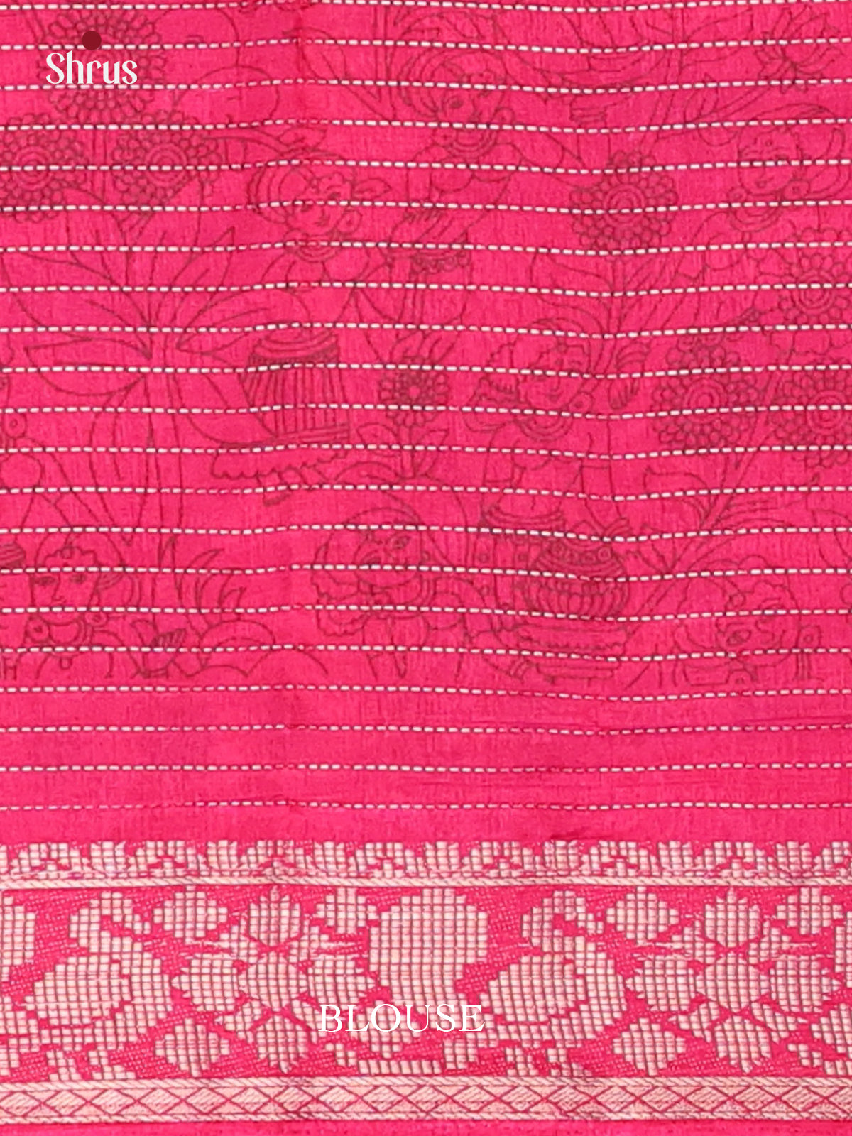 Violet & Pink  - Printed Semi Tussar Saree