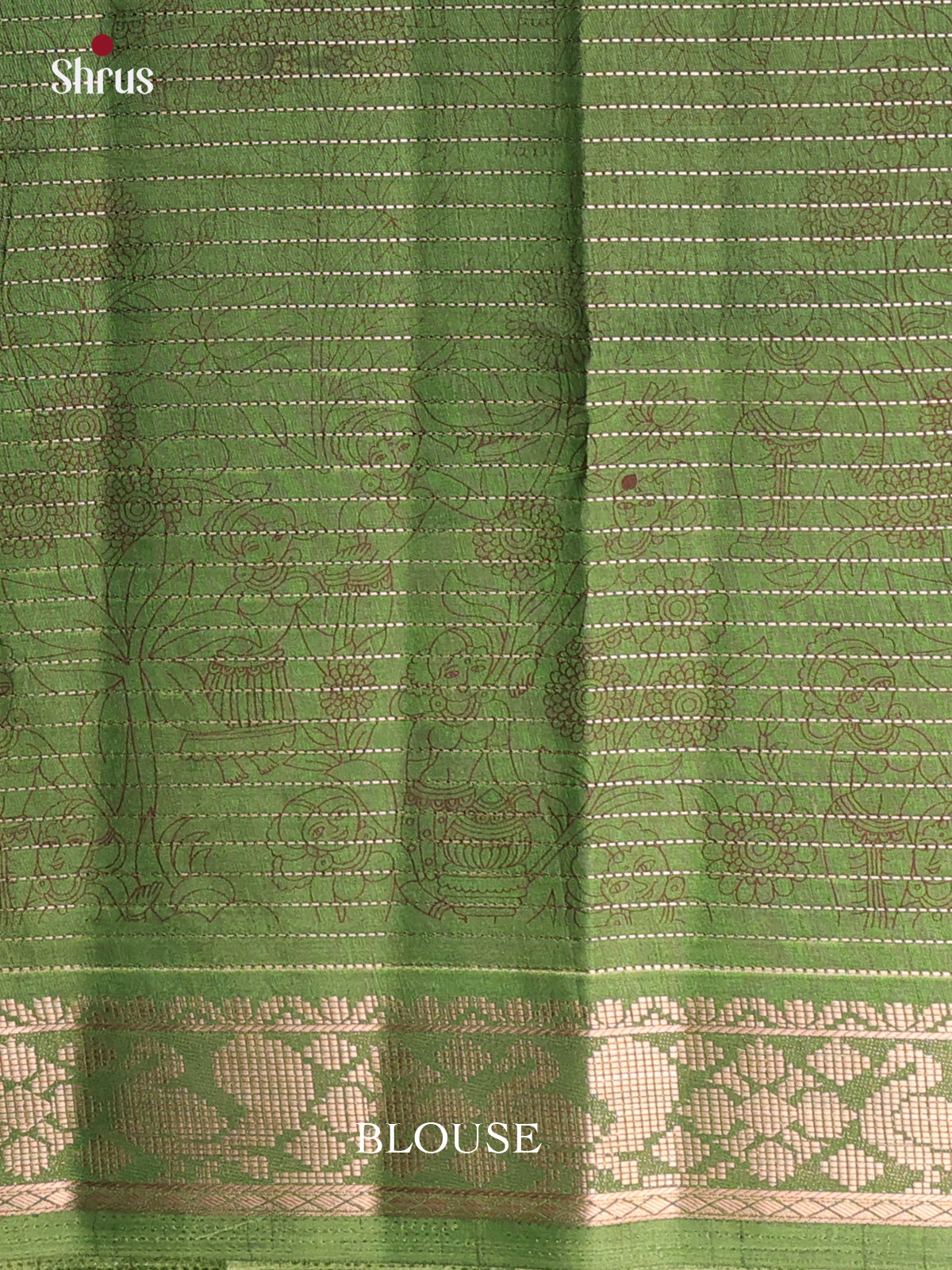 Red & Green - Printed Semi Tussar Saree