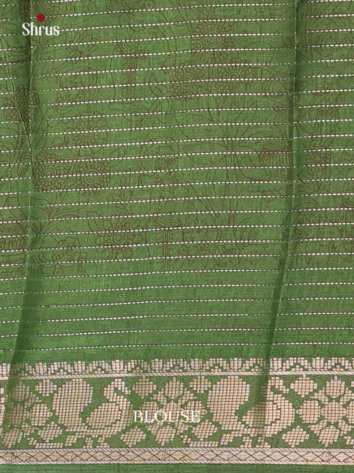 Red & Green - Printed Semi Tussar Saree