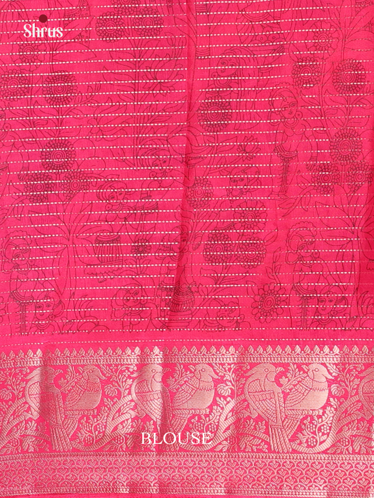 Violet & Pink - Printed Semi Tussar Saree