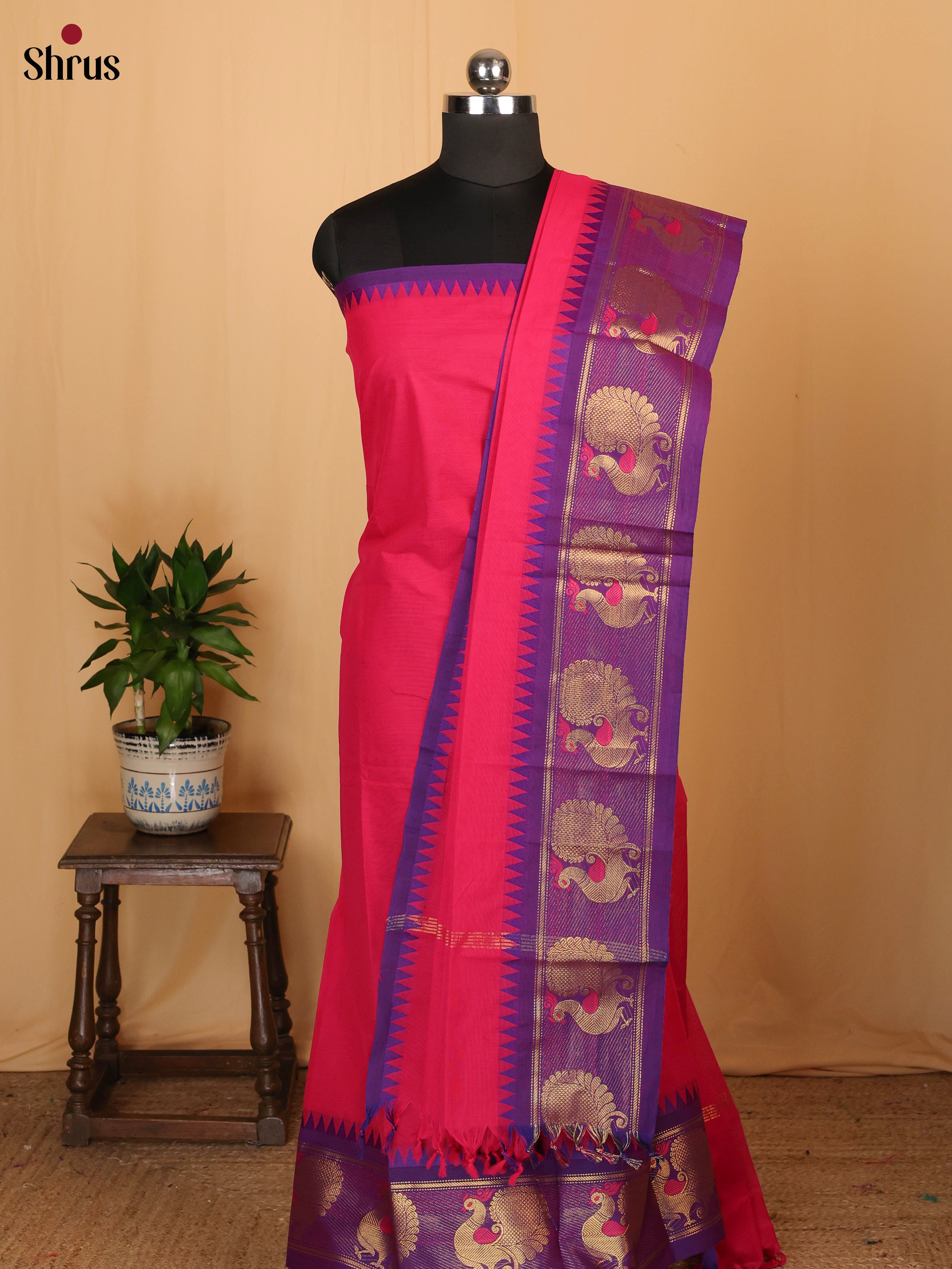 Pink & Purple - chettinad top & dupatta combo