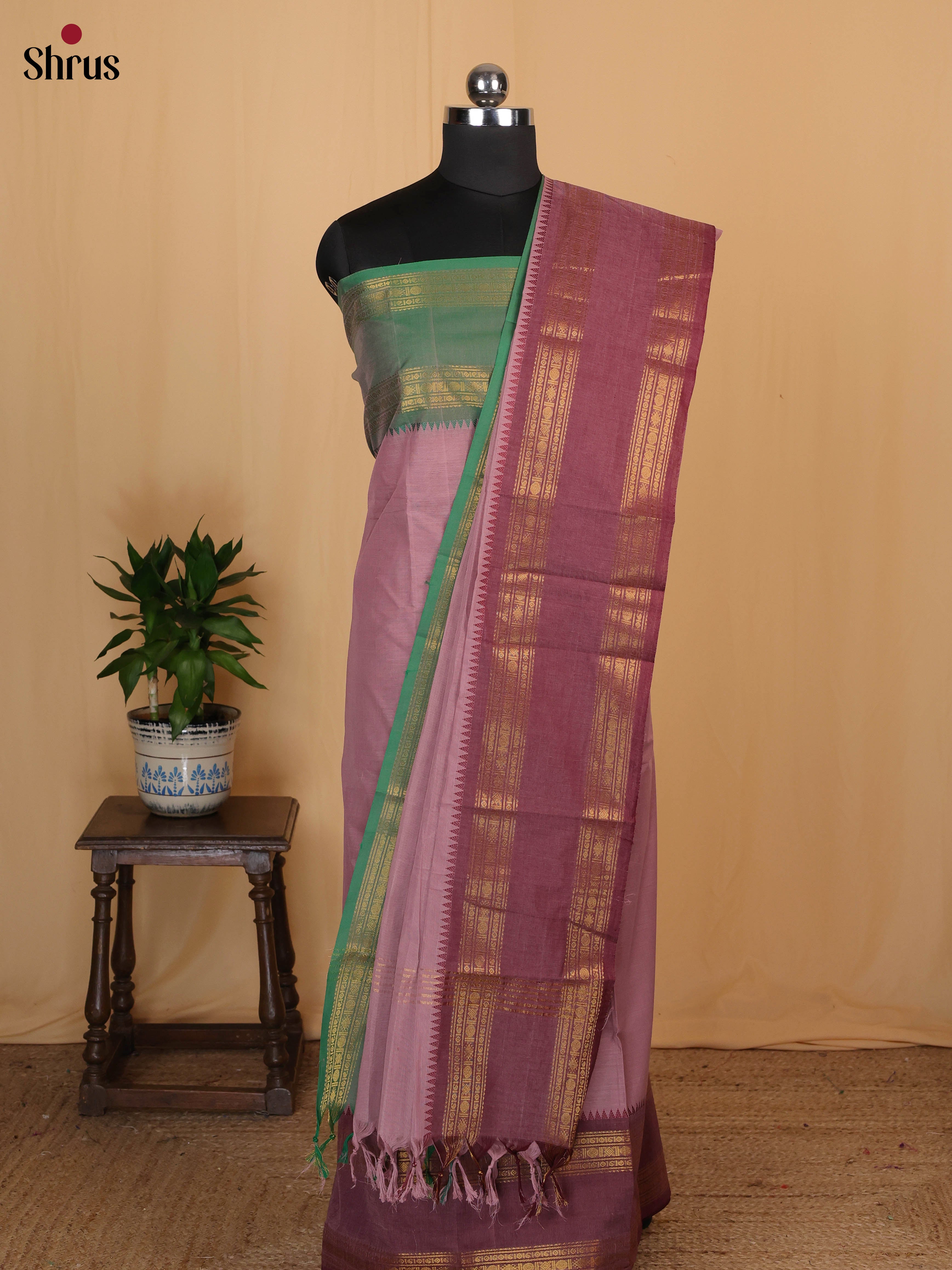 Purple & Green - chettinad top & dupatta combo