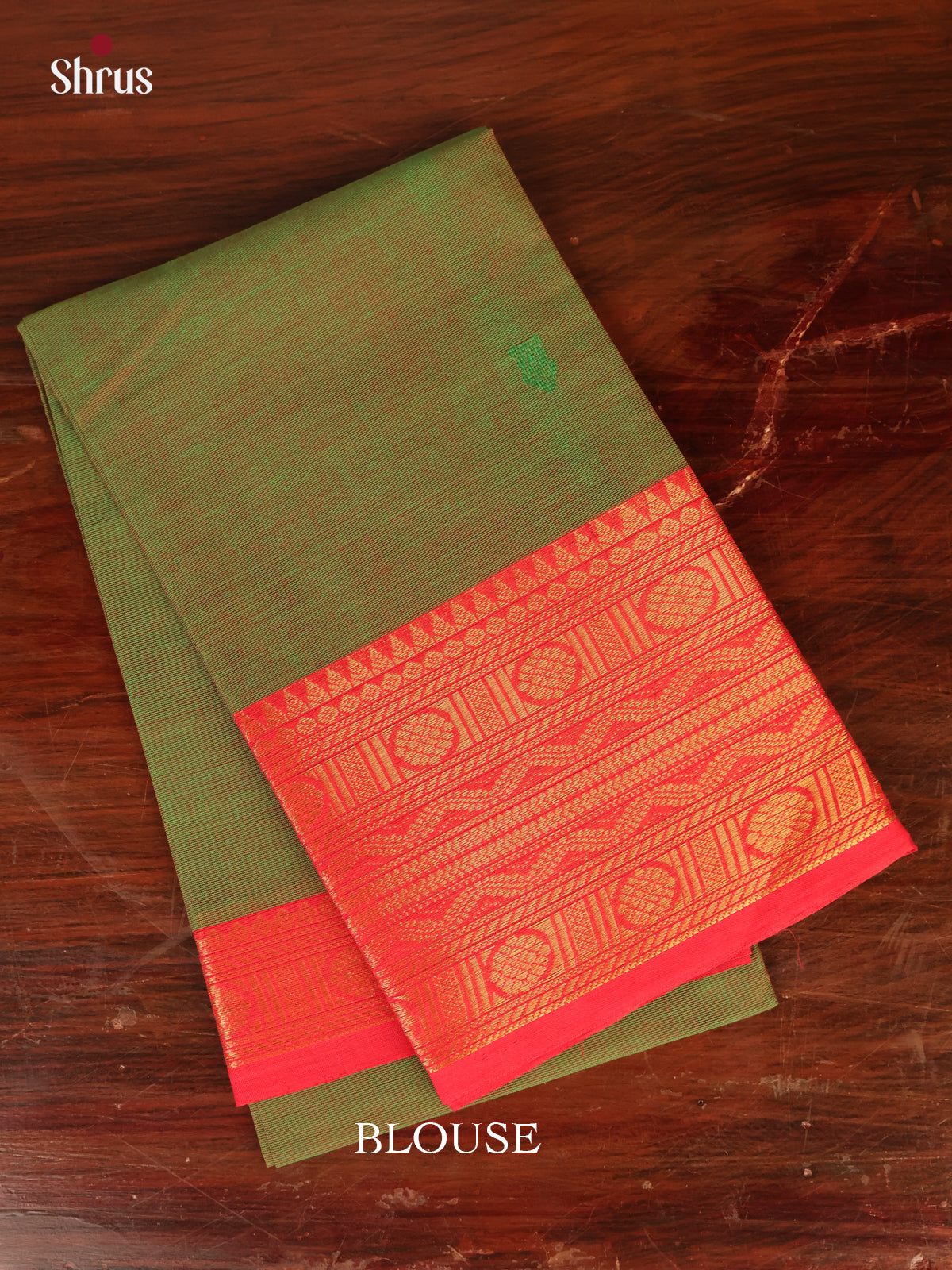 Green & Red - Blouse Bit Saree