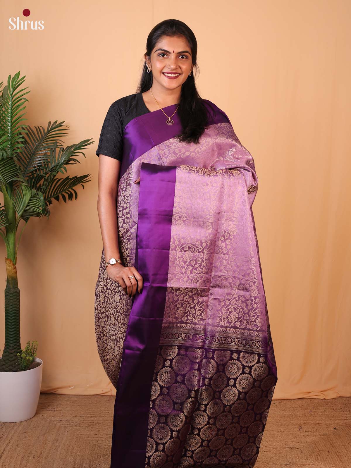 Lavender & Purple - Soft Silk Saree