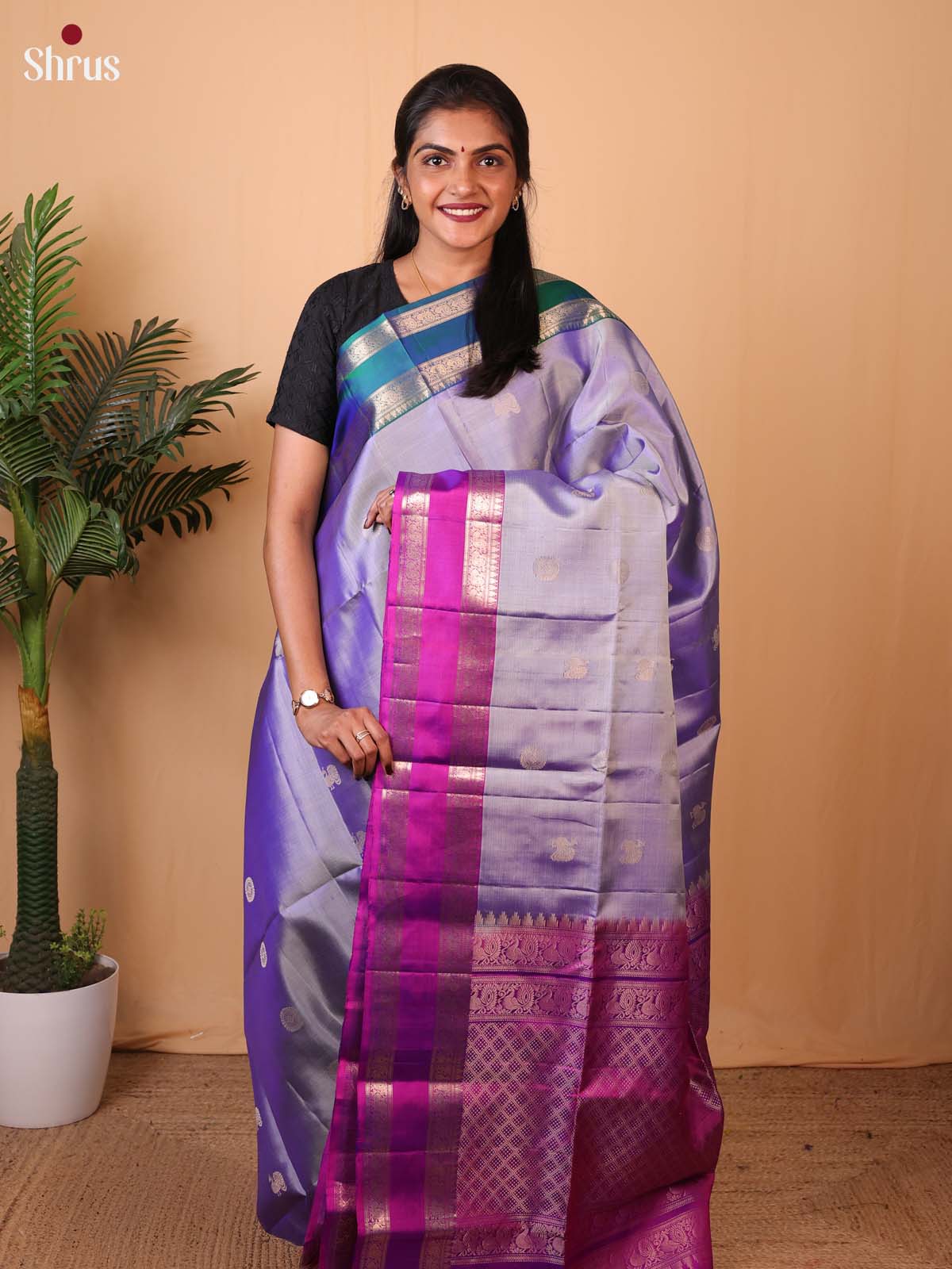 Lavender & Majenta - Soft Silk Saree