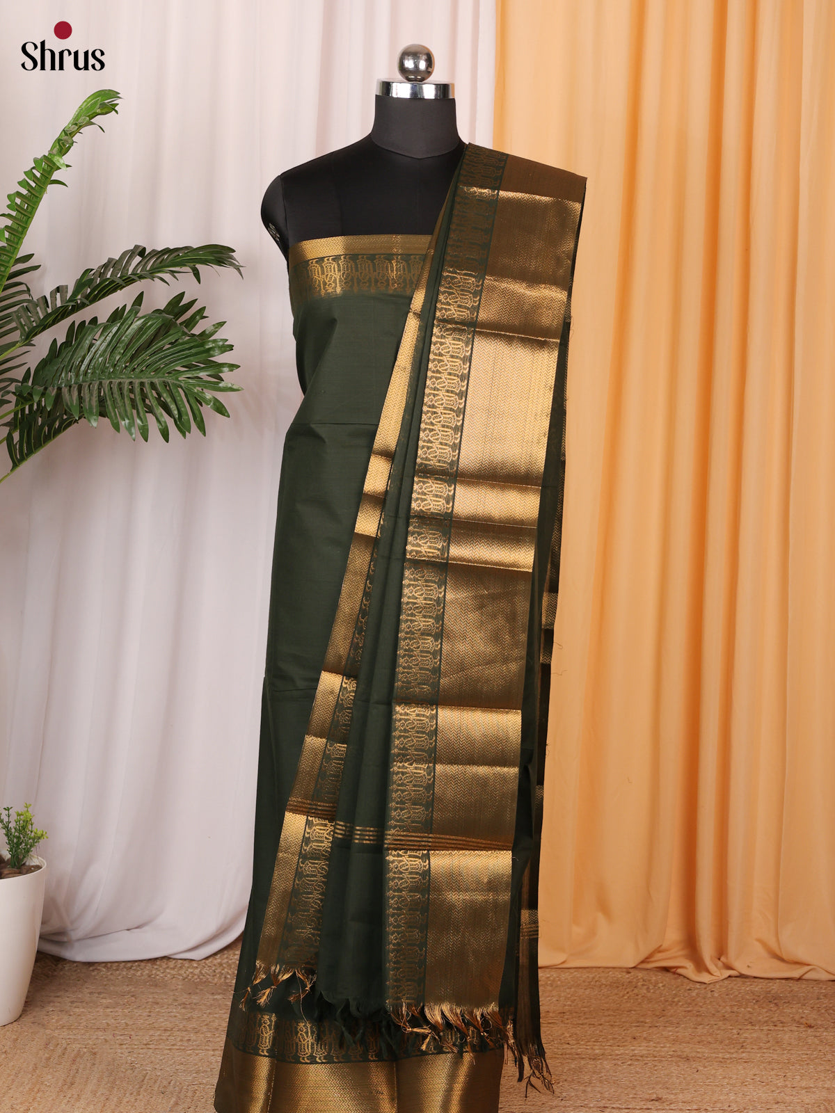 Green - chettinad top & dupatta combo - Shop on Shrus.com