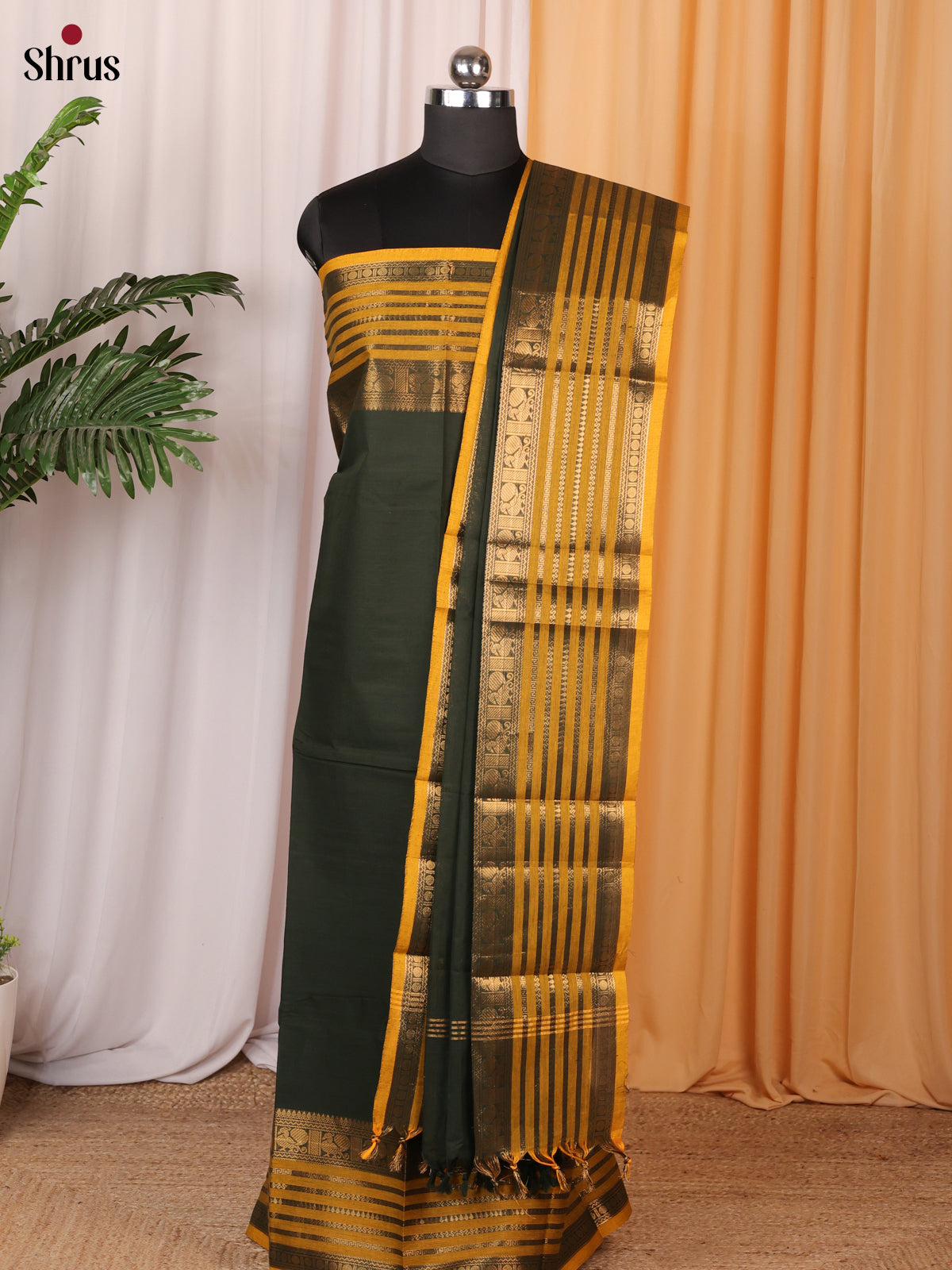Green & Yellow - chettinad top & dupatta combo - Shop on Shrus.com