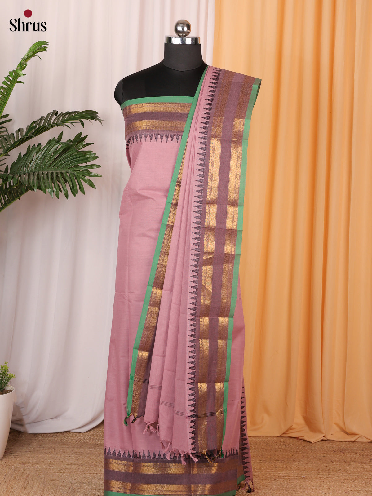 Onion Pink & Mauve - chettinad top & dupatta combo