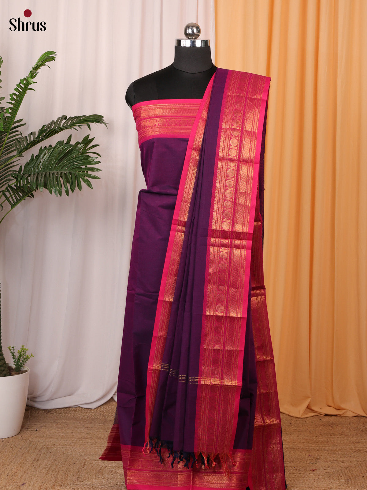 Purple & Pink - chettinad top & dupatta combo