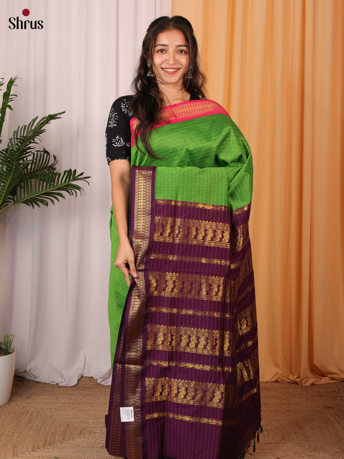 Green &  Purple - Kalyani Cotton Saree