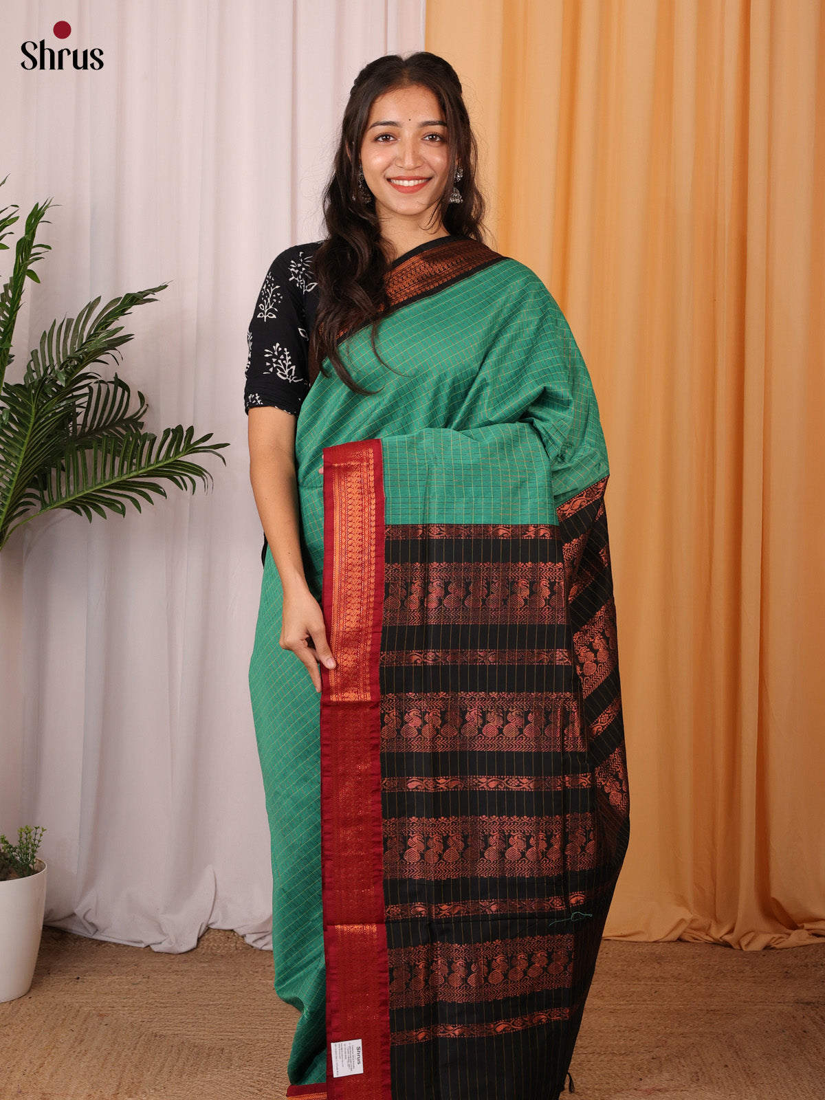 Green & Black - Kalyani Cotton Saree