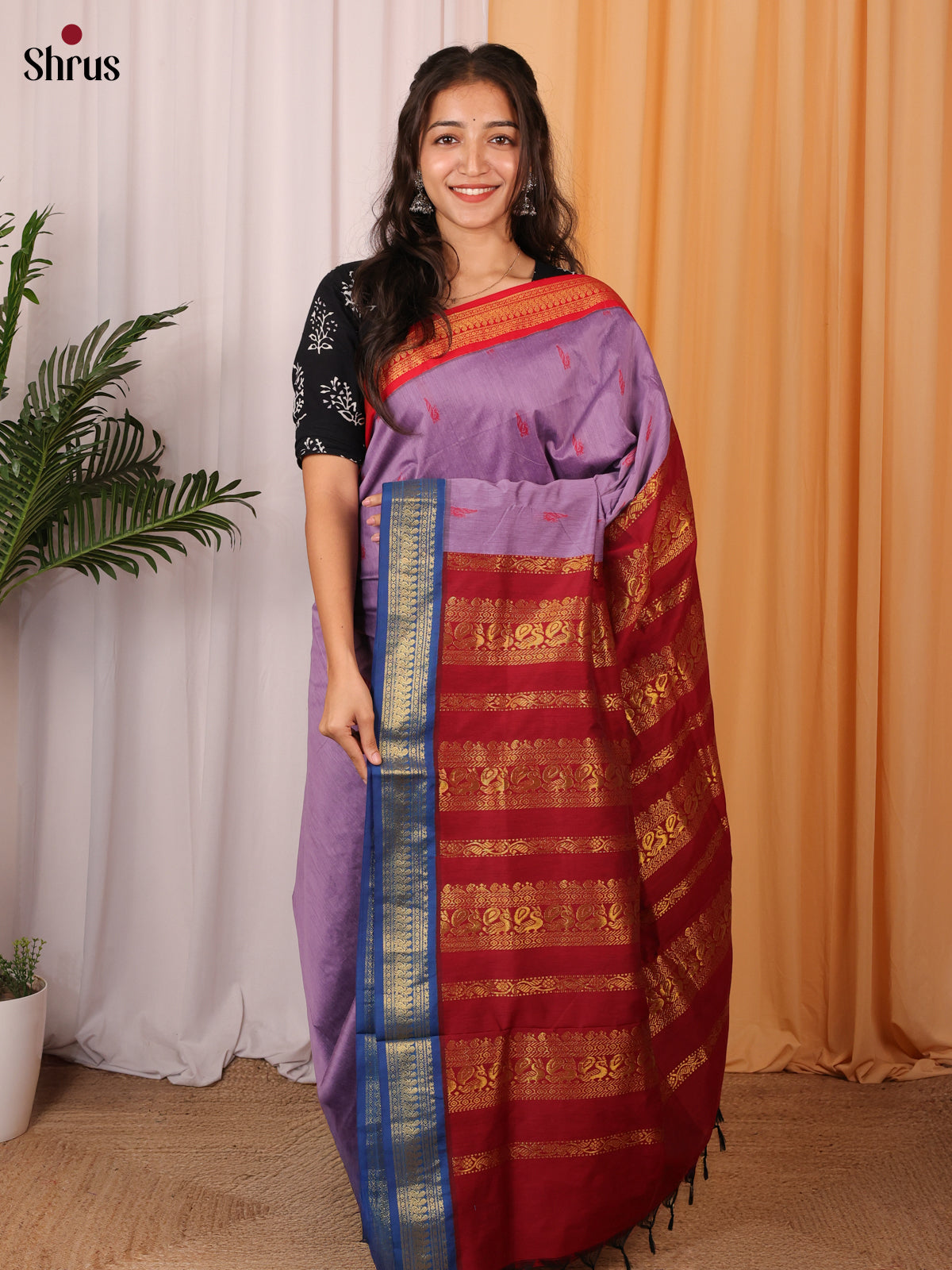 Purple & Maroon- Kalyani Cotton Saree