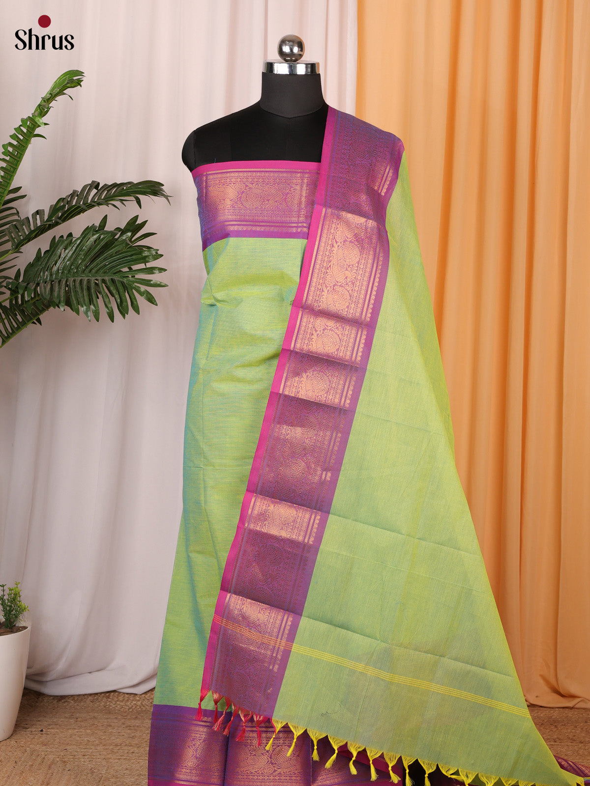 Green & Purple - chettinad top & dupatta combo - Shop on Shrus.com