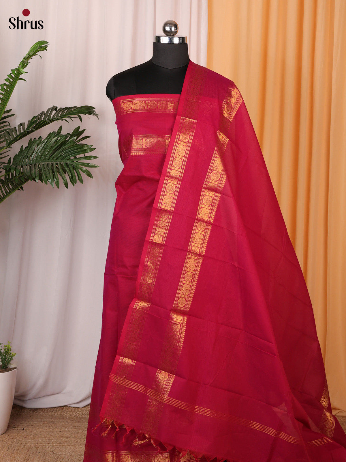 Red- chettinad top & dupatta combo - Shop on Shrus.com