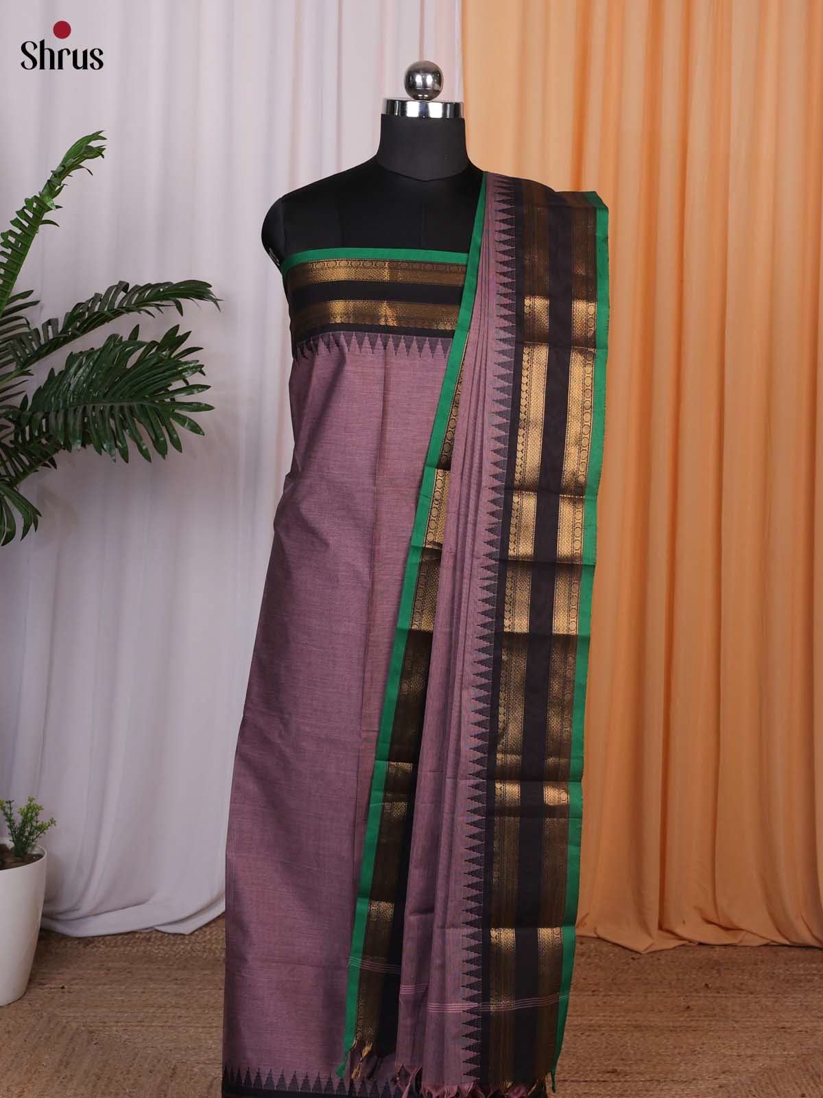 Purple & Green - chettinad top & dupatta combo