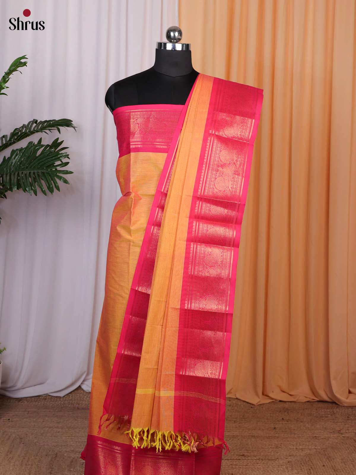 Orange & Pink- chettinad top & dupatta combo