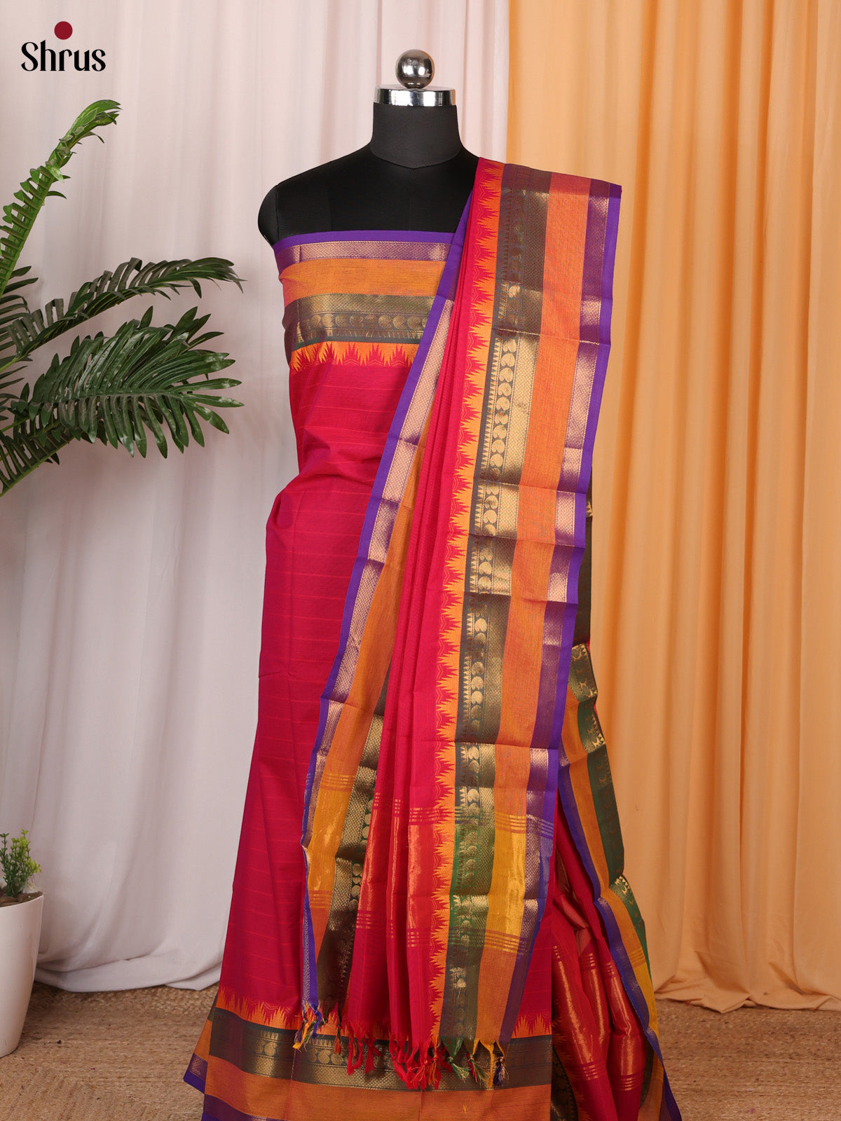 Red & Purple - chettinad top & dupatta combo