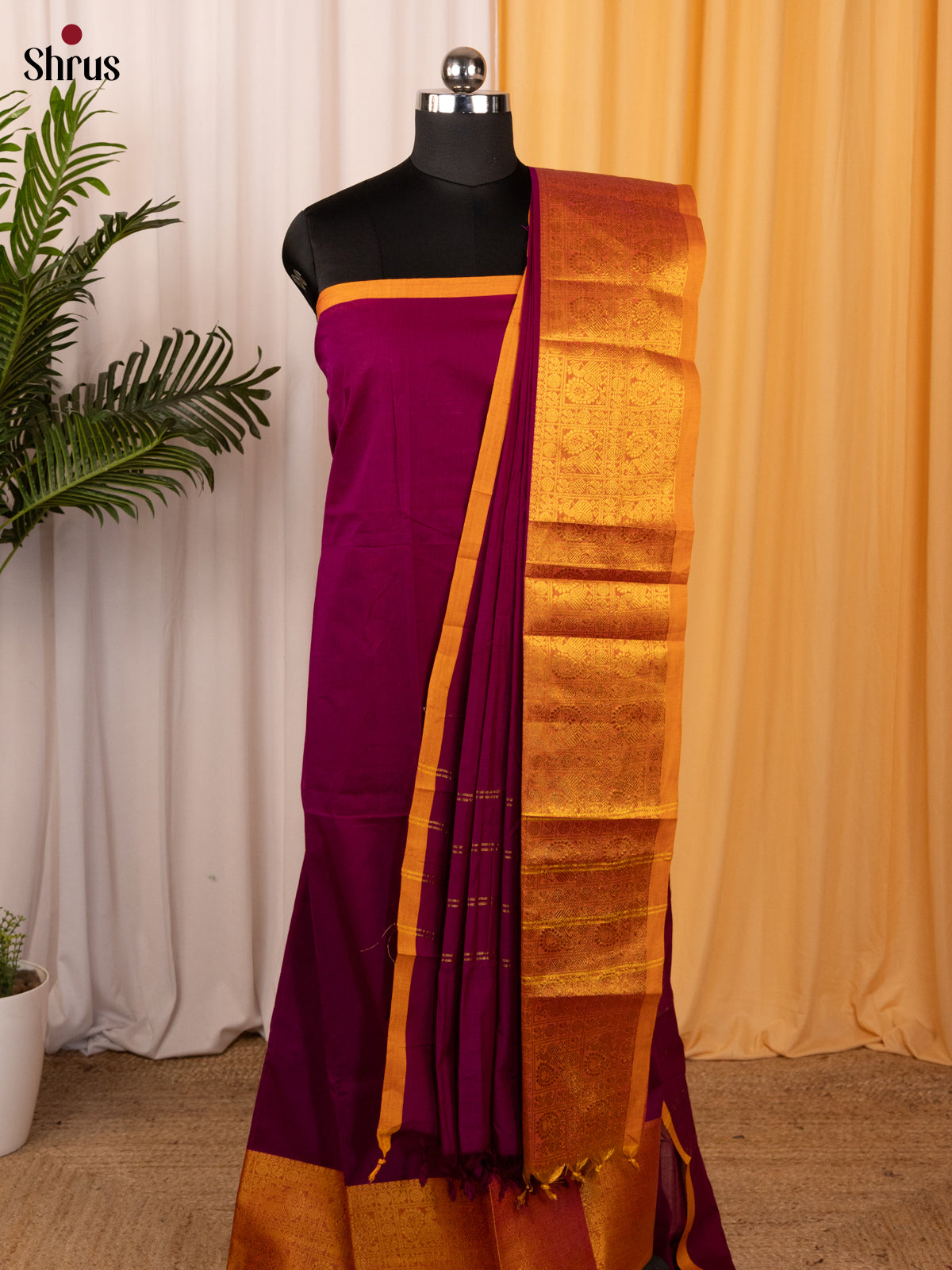 Purple & Orange  - chettinad top & dupatta combo