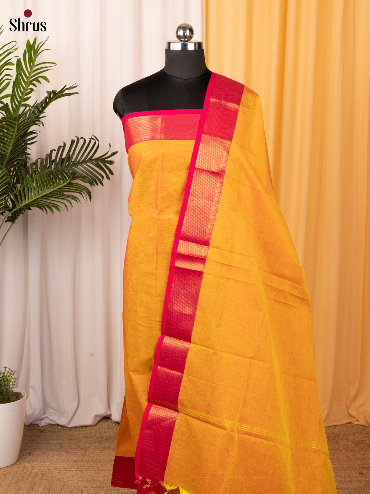 Mustard & Pink - chettinad top & dupatta combo